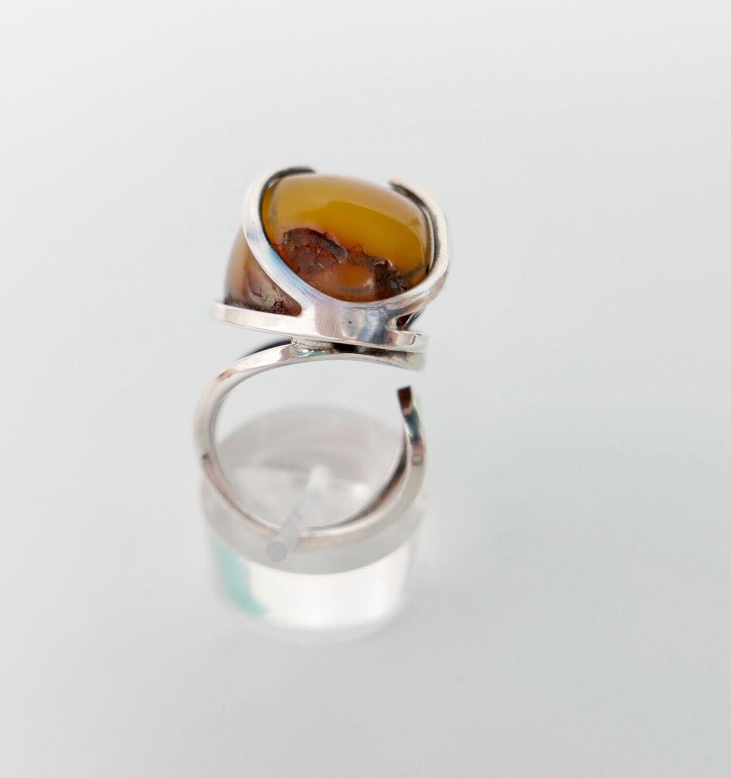 Bernstein Designer Ring Gr. 56 Silber 925 - Antikhandel-Stuttgart