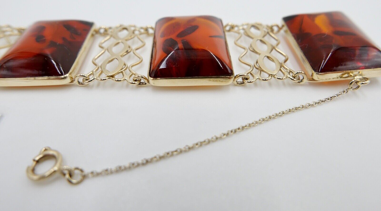 FISCHLAND Damen Bernstein Armband Gelbgold 333 8K amber 19,3 cm - Antikhandel-Stuttgart