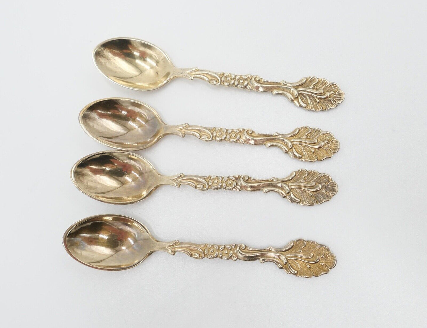 1947 Dänemark Johannes Siggaard 830 Silber vergoldet Mokka Löffel 4 Stück - Antikhandel-Stuttgart