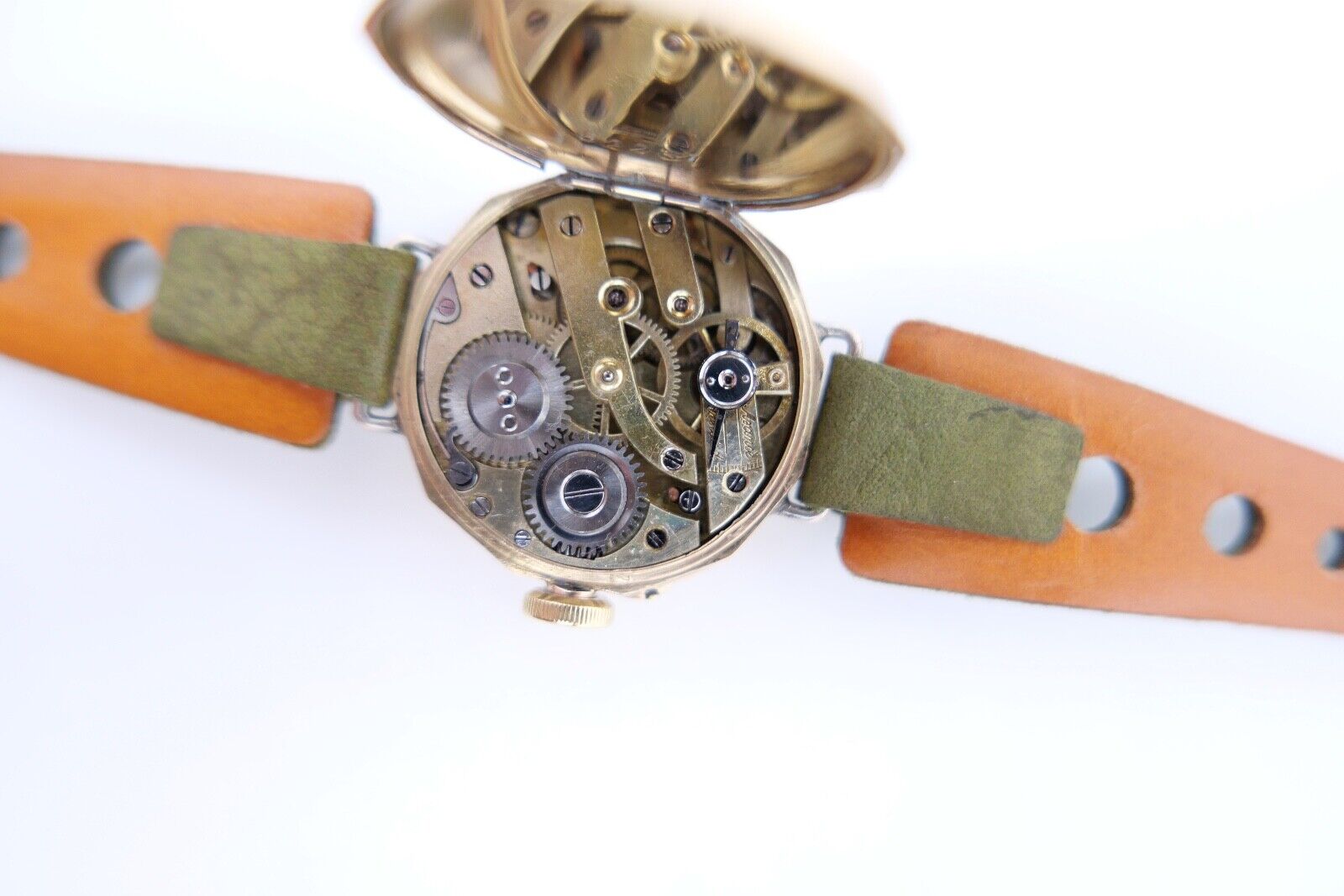 Damenuhr um 1900 floral Blumen Motiv GOLD 585 / 14K Handaufzug neues Band + Glas - Antikhandel-Stuttgart