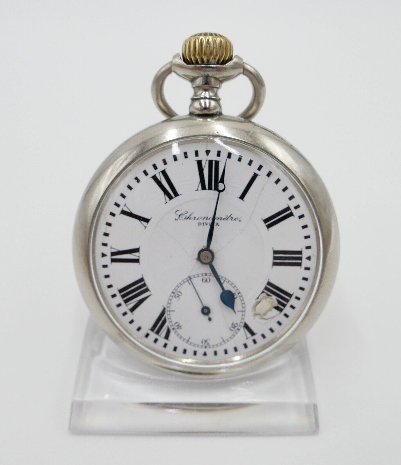 Alte Antike Taschenuhr Flügelrad Schweizer Kreuz Eisenbahn Ø 55mm Chronometer - Antikhandel-Stuttgart