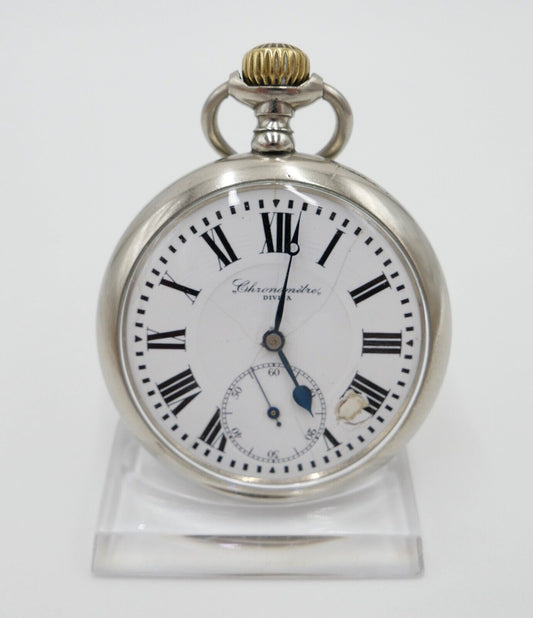 Alte Antike Taschenuhr Flügelrad Schweizer Kreuz Eisenbahn Ø 55mm Chronometer - Antikhandel-Stuttgart