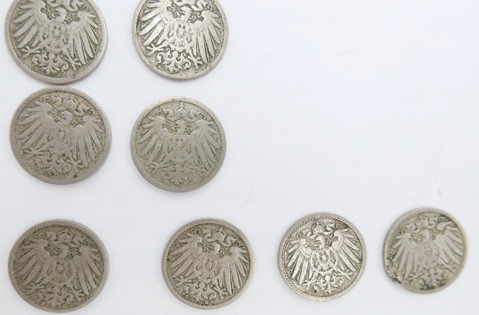 33x 5 Pfennig 1890 - 1905 A D E F G J großer Adler Jäger J.12 ss - stg - Antikhandel-Stuttgart