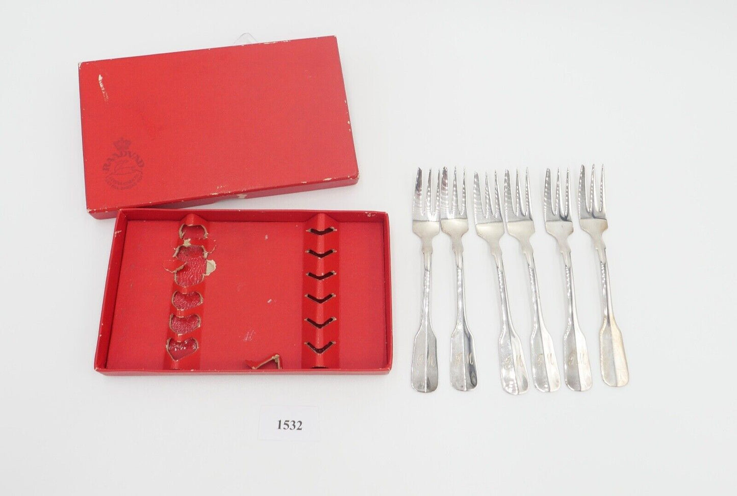 800 Silber Besteck 6 tlg. Kuchengabel Gebrüder Reiner Spatenmuster Monogramm JM - Antikhandel-Stuttgart