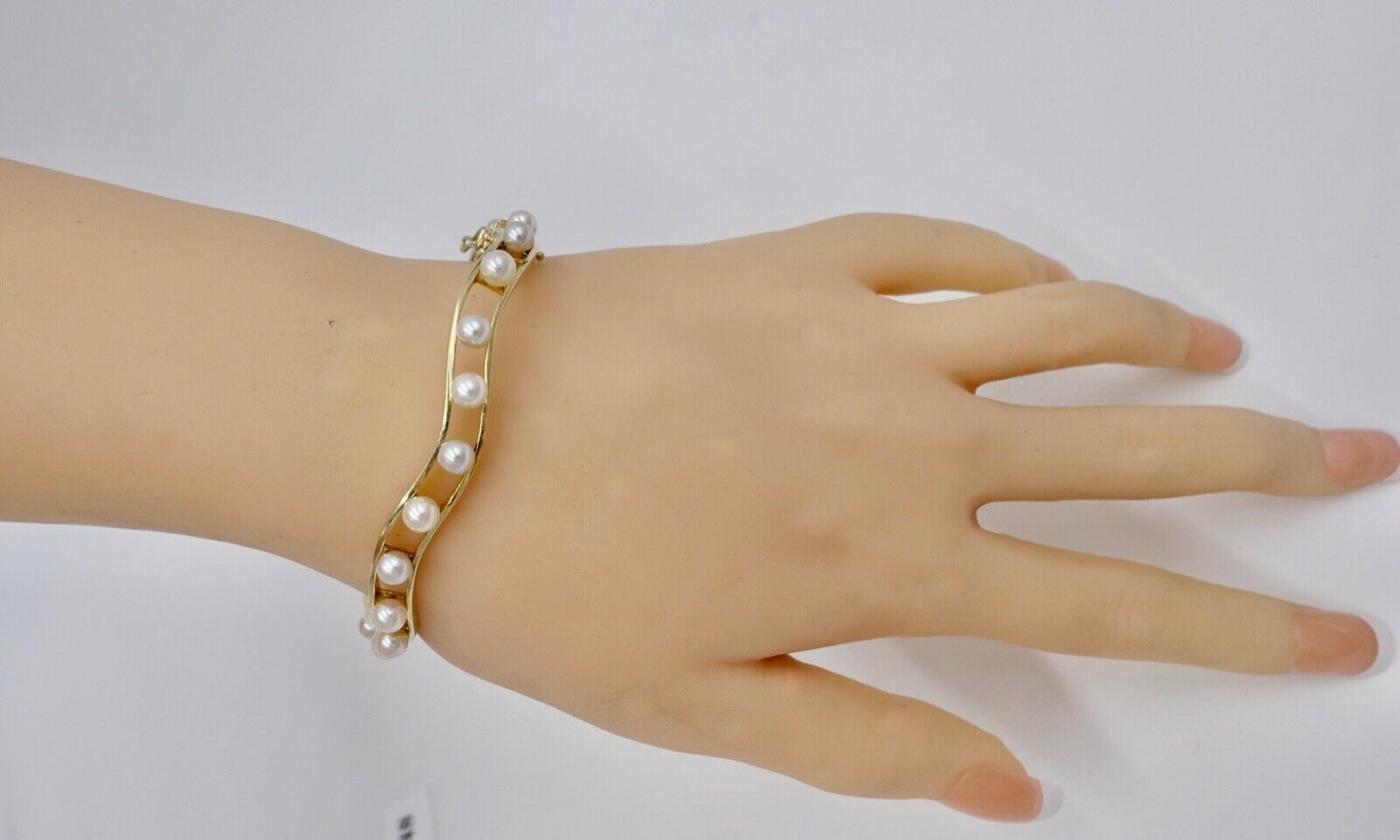 Massives Perlen Gold Armband Armreif 585 / 14K Gelbgold EG GE Gottlieb Ebinger - Antikhandel-Stuttgart