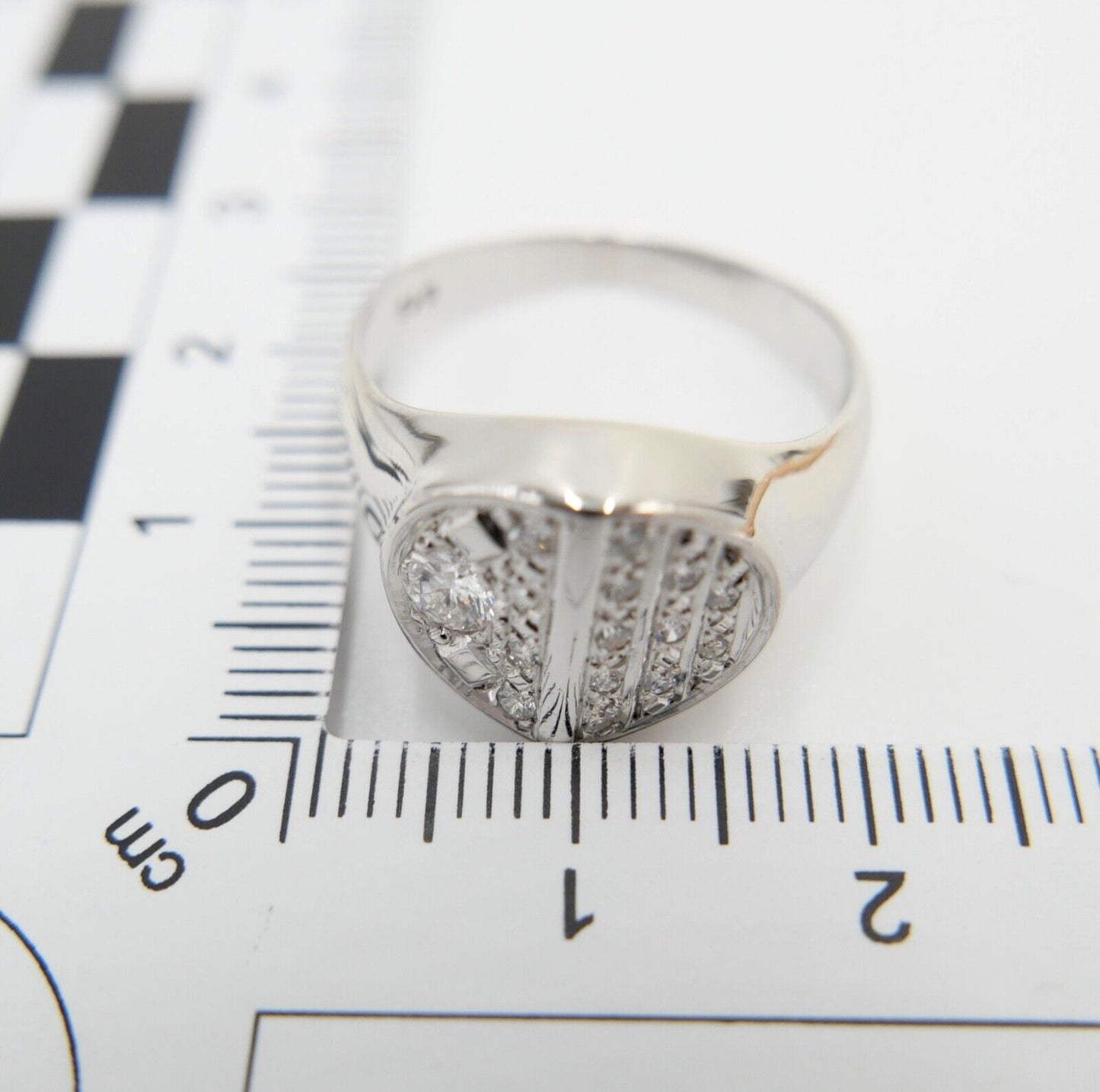 Weißgold Ring Damen 585 14K mit 14 Brillanten / Diamanten 0,31 Ctw Gr. 62 - Antikhandel-Stuttgart