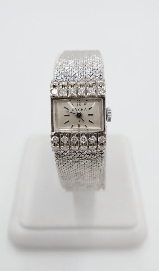 Elegante LAYKA Weißgold Damenuhr 1,32 Ctw mit 24 Brillanten 585 14K - Antikhandel-Stuttgart