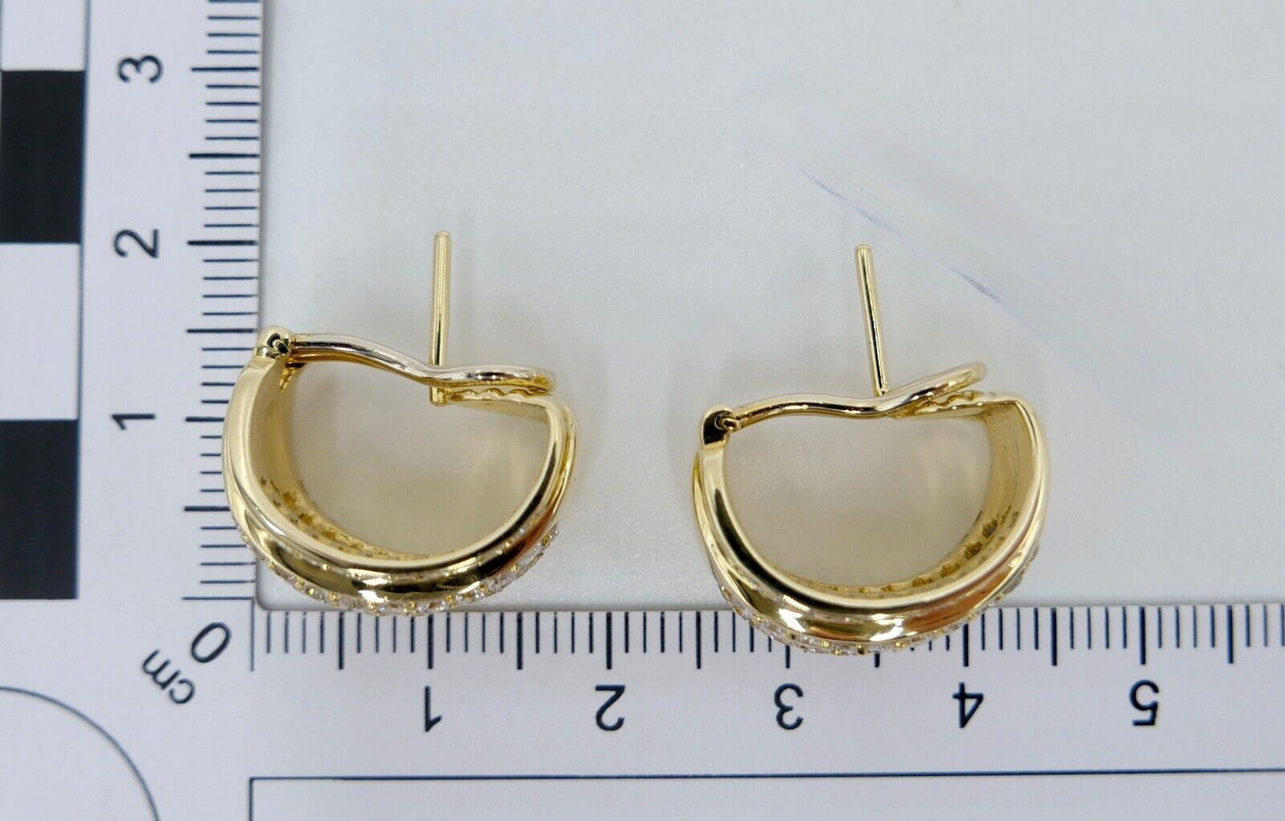 2,52 Ct Diamant Halbcreolen 585 14K Gelbgold 106 Brillanten besetz Ohrringe 90er - Antikhandel-Stuttgart