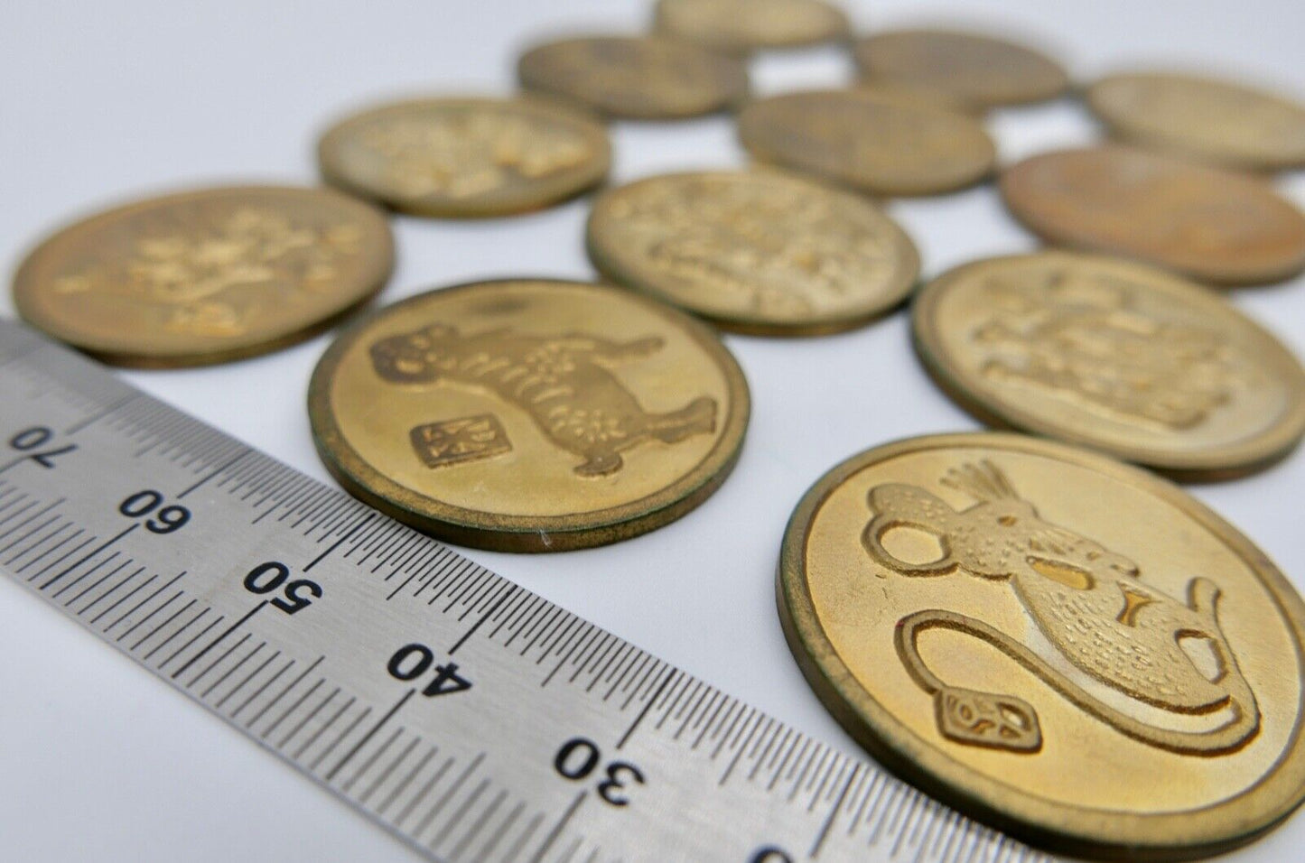 12x China Token Tierkreiszeichen Medaillen Posten - Antikhandel-Stuttgart