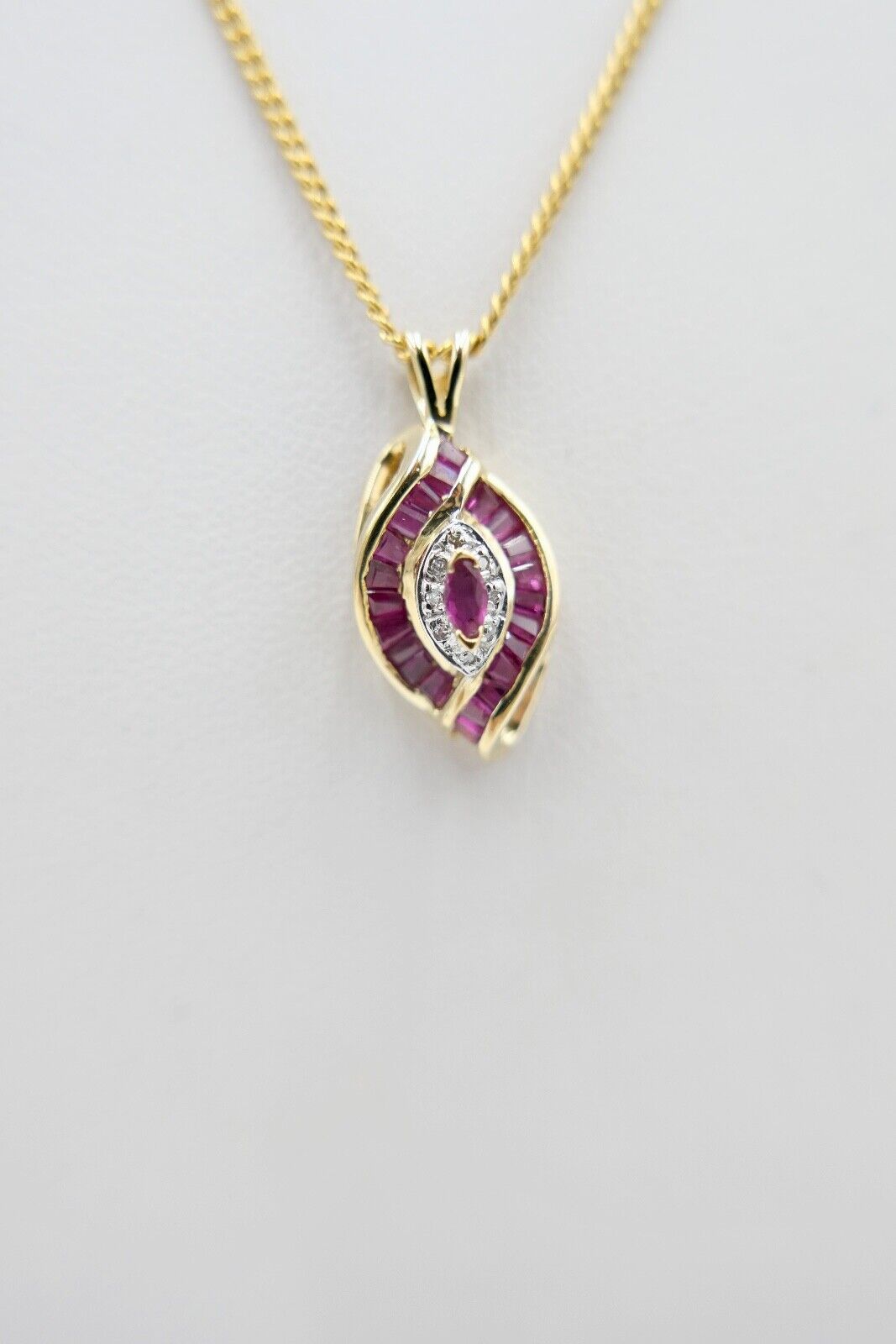 THL Samuel Aaron 10K GOLD Anhänger mit Rubinen und Diamanten - Antikhandel-Stuttgart