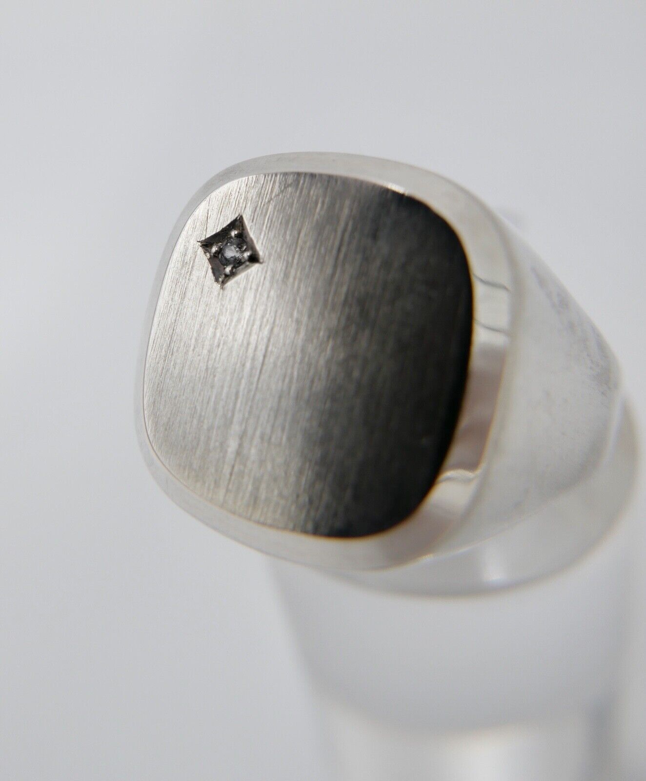 Alter Siegelring Herrenring mit Zirkonia 835 S Silber Größe 64 ohne Siegelgravur - Antikhandel-Stuttgart