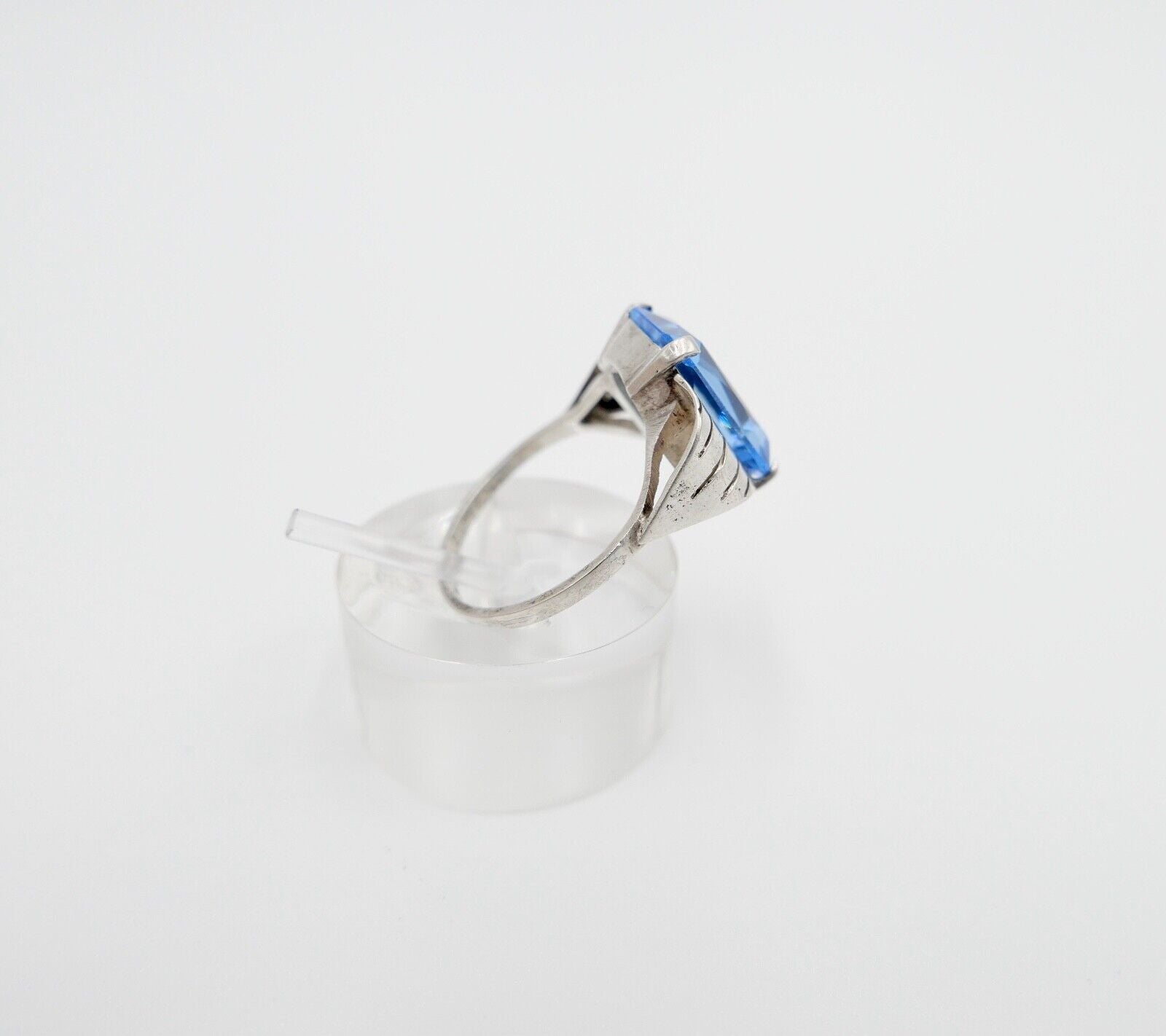 ART DECO Damenring Ring Silber 835 Gr. 57 mit blauem Glasstein - Antikhandel-Stuttgart