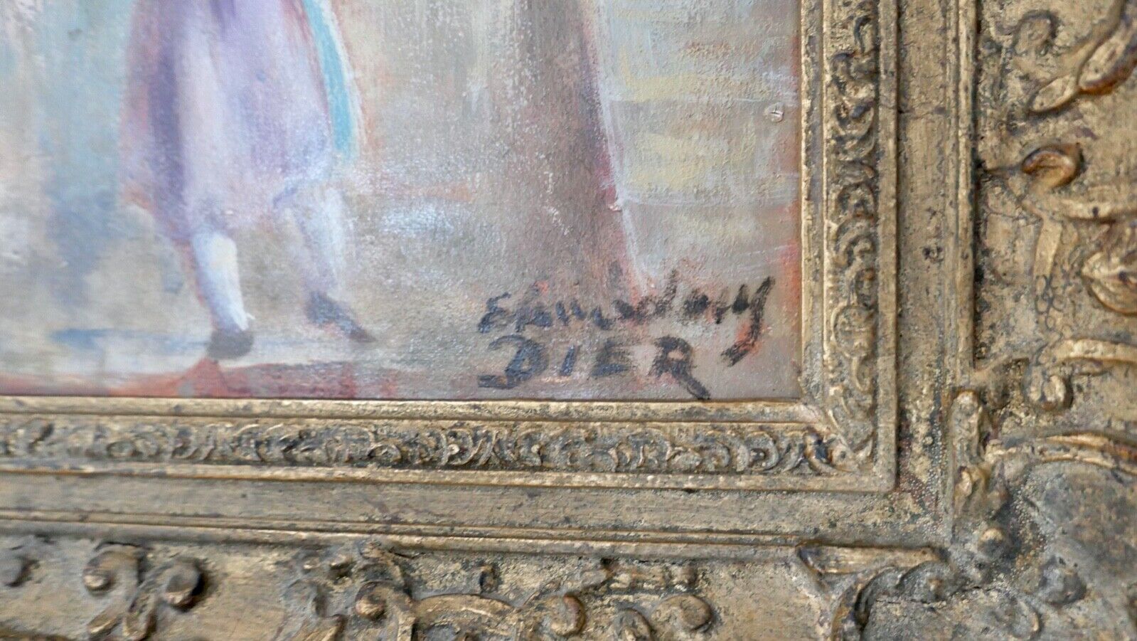 Ölgemälde " Erhard Amadeus Dier " (1893-1969) Wien BAUERNTANZ 95x75cm 1930-40er - Antikhandel-Stuttgart