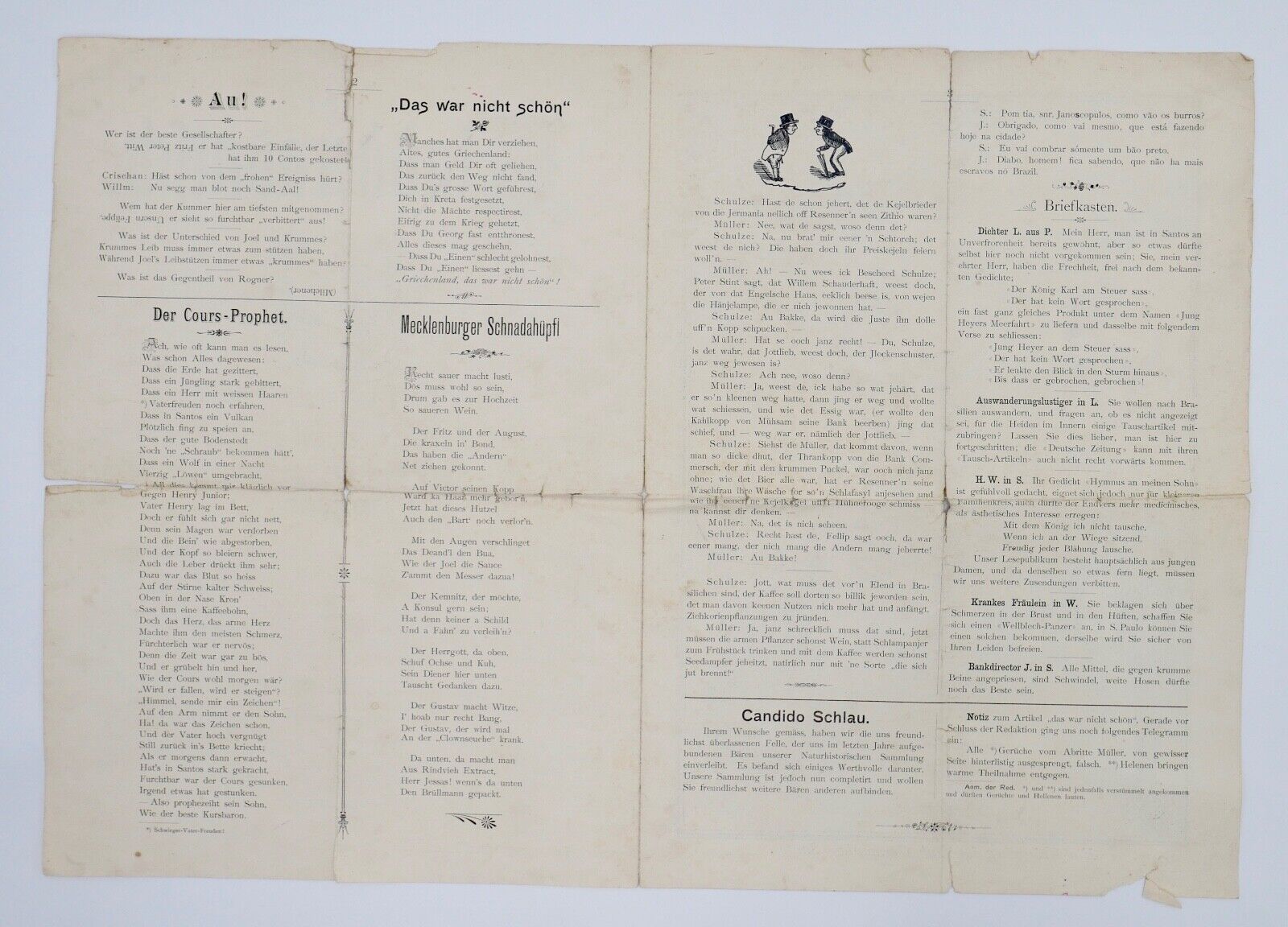 1897 Kladderadatsch Humoristisch-satirisches Wochenblatt 1. Jahrgang Nr. 1 - Antikhandel-Stuttgart
