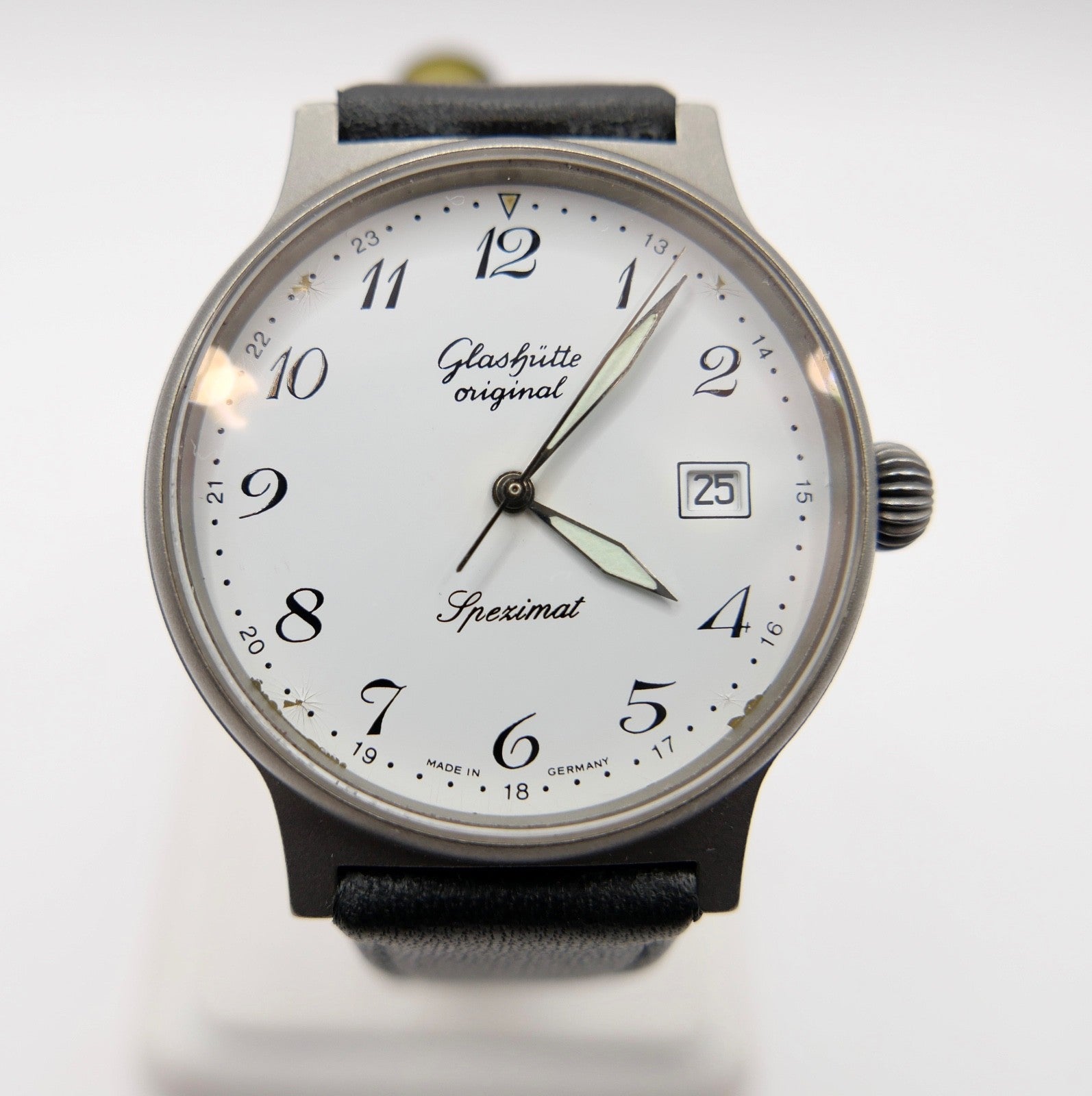 90er Glashütte Spezimat Cal. 10-30 Herrenuhr Automatik weißes Zifferblatt