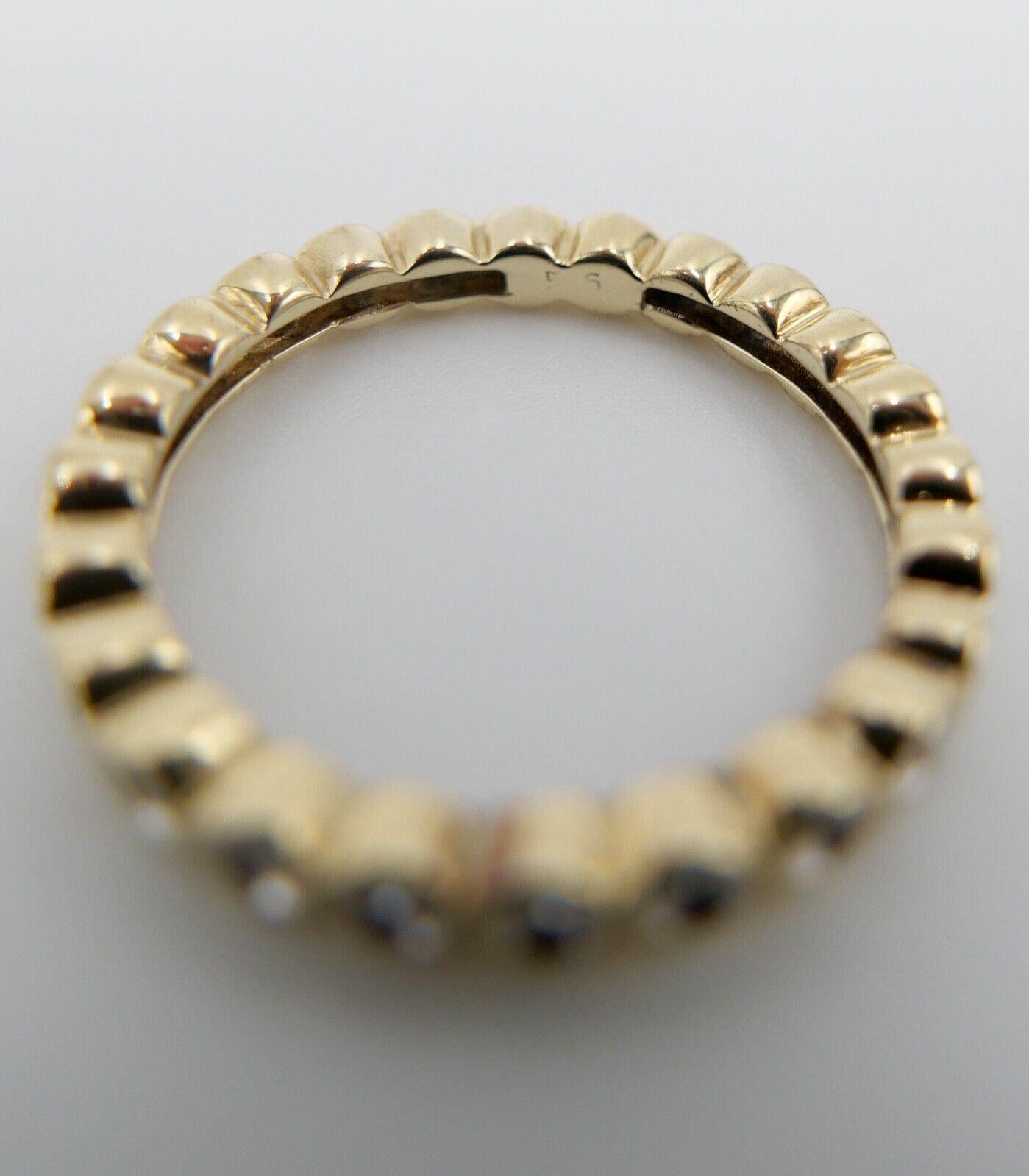 90er Jahre Memory Ring Memoirering Gelbgold Gold 585 14K Zirkonia 0,96 Ct Gr. 60 - Antikhandel-Stuttgart