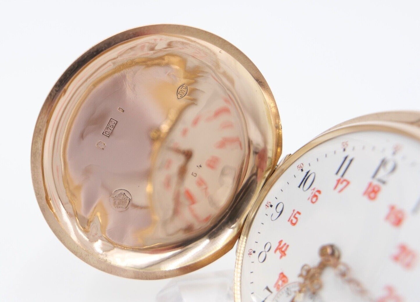 IWC Taschenuhr 750 / 18K GOLD 51mm 1894 / 1895 SW WS Savonette 2 Zeitzonen - Antikhandel-Stuttgart