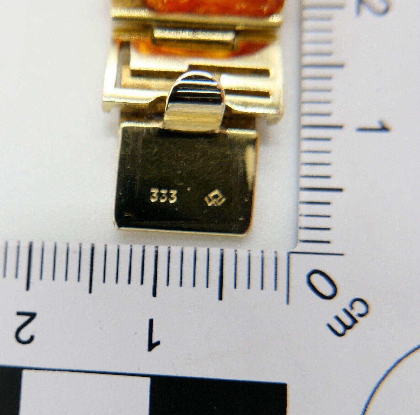 1980er Bernstein Armband Armschmuck 333 / 8K Gelb Gold Amber 18,5 cm - Antikhandel-Stuttgart