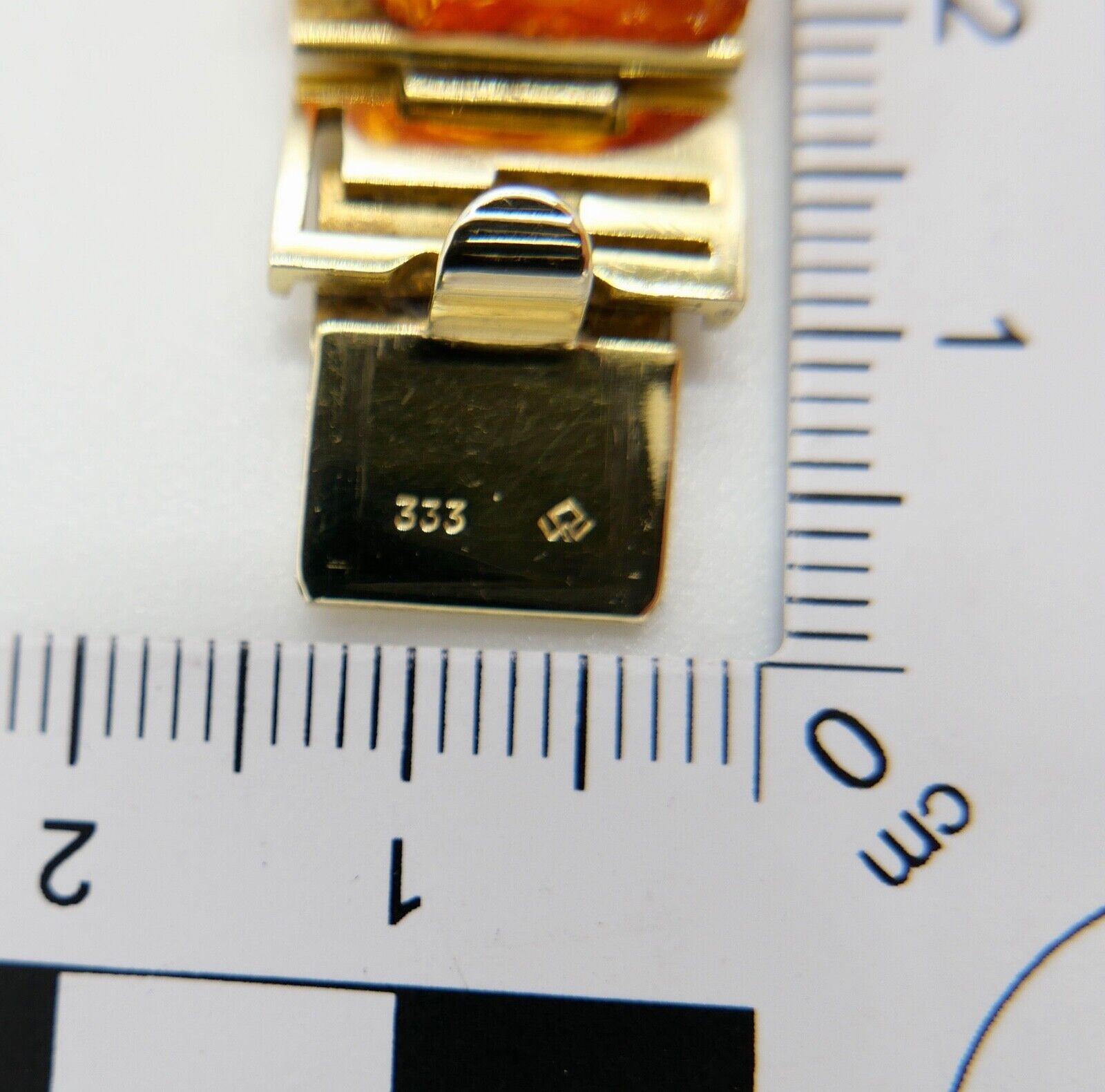 1980er Bernstein Armband Armschmuck 333 / 8K Gelb Gold Amber 18,5 cm - Antikhandel-Stuttgart