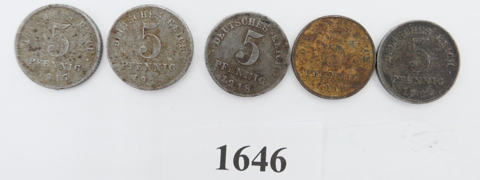 5x 5 Pfennig J.297 ss-vz 1922 1918 1917 Deutsches Reich - Antikhandel-Stuttgart