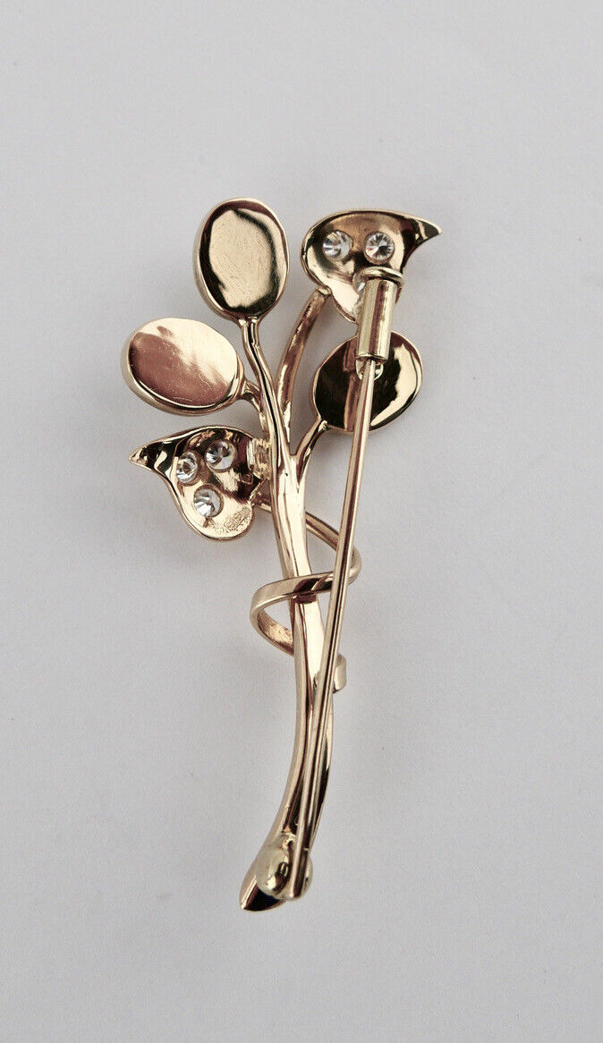 Florale 585 14K Gelbgold Brosche mit Opal und 0,66 Ct Brillanten Ø 50 mm Blume - Antikhandel-Stuttgart