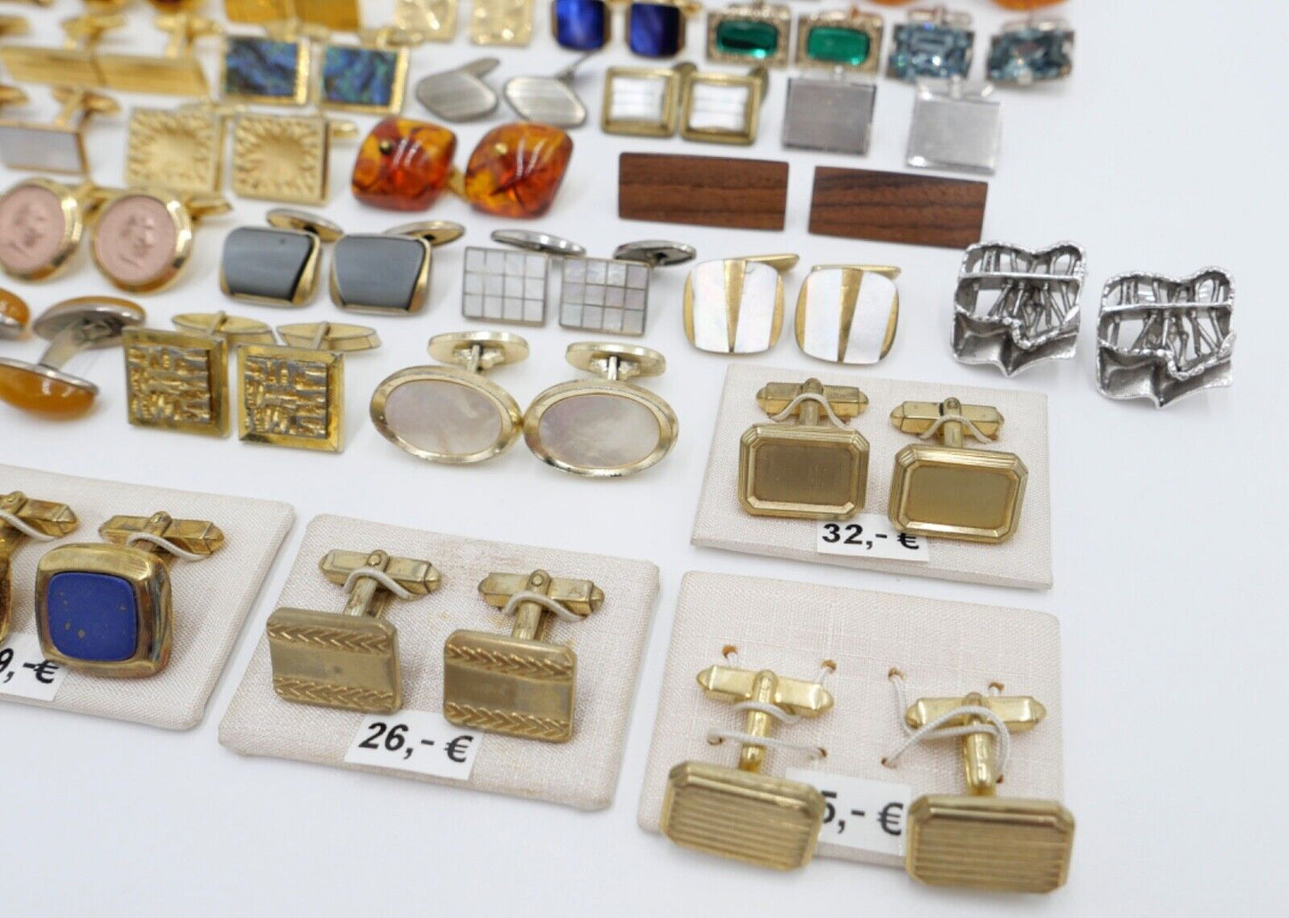 Konvolut LOT Posten Manschettenknöpfe NEU gebraucht 1960-1990er vergoldet 42 St - Antikhandel-Stuttgart