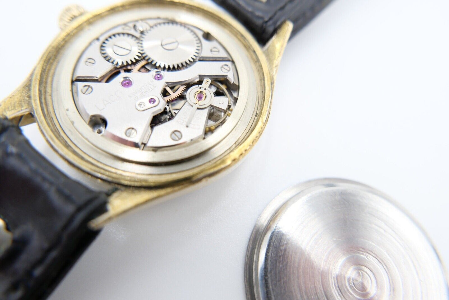 vintage Ende 50er Jahre LACO Sport Herrenuhr Cal. 26 vergoldet - Antikhandel-Stuttgart