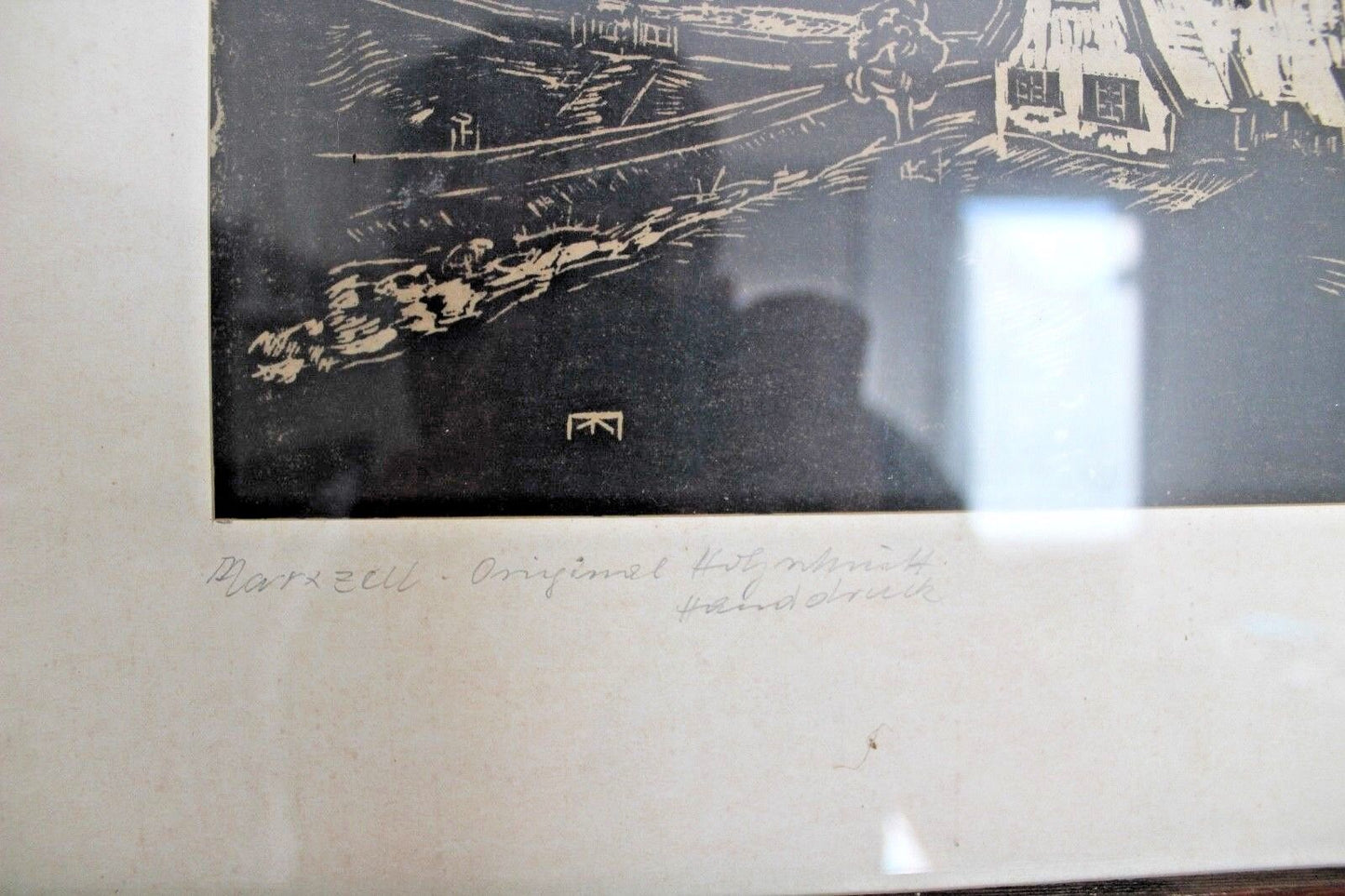 Orig. Alter Antiker Handdruck MARXZELL bekannter Künstler Landschaft 51x43cm - Antikhandel-Stuttgart
