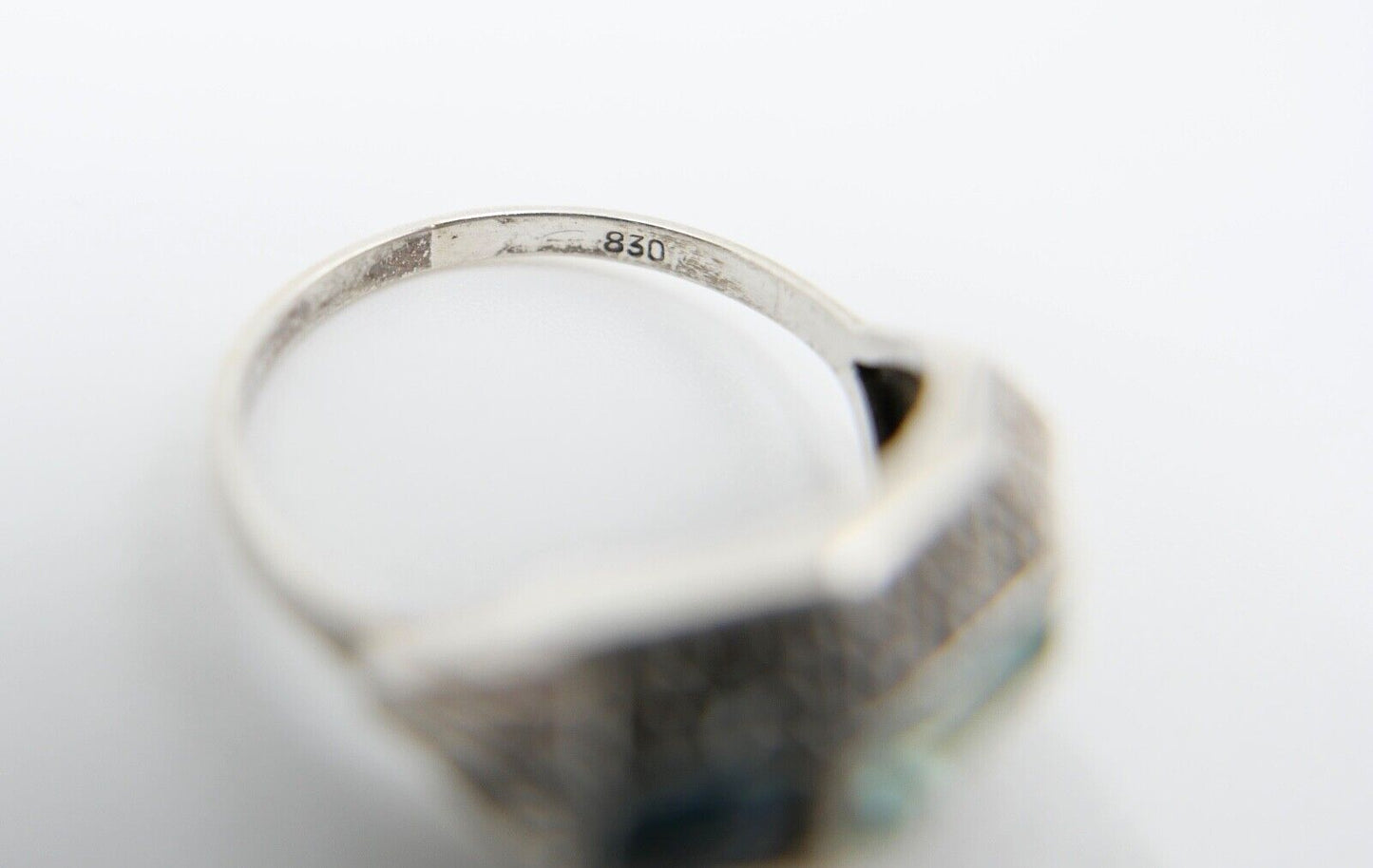 ART DECO Damenring Ring Silber 830 Gr. 56 mit grünen Glasstein - Antikhandel-Stuttgart