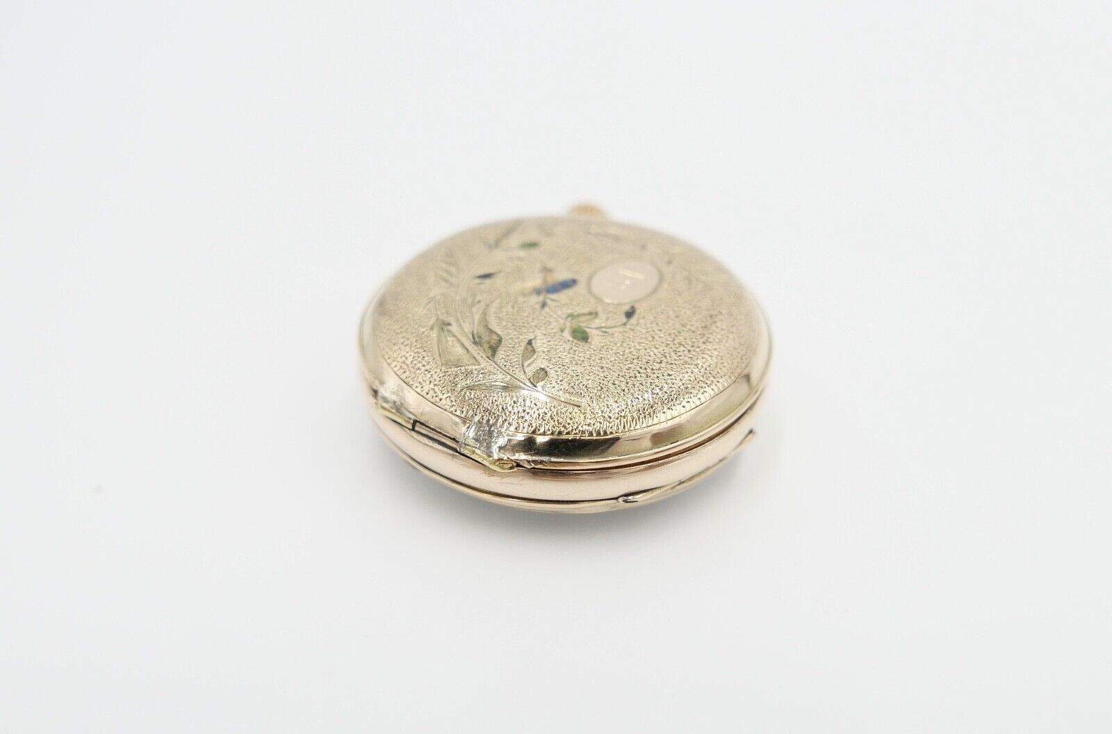 antike Taschenuhr um 1900 Arnold Weber 585 / 14K GOLD 30mm florale Malerei - Antikhandel-Stuttgart