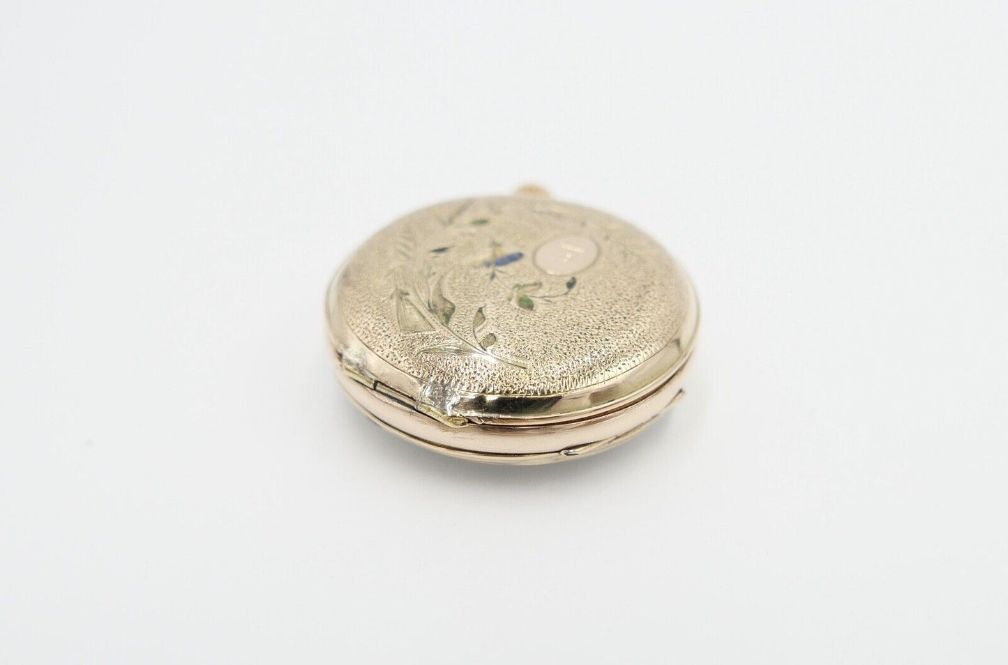 antike Taschenuhr um 1900 Arnold Weber 585 / 14K GOLD 30mm florale Malerei - Antikhandel-Stuttgart