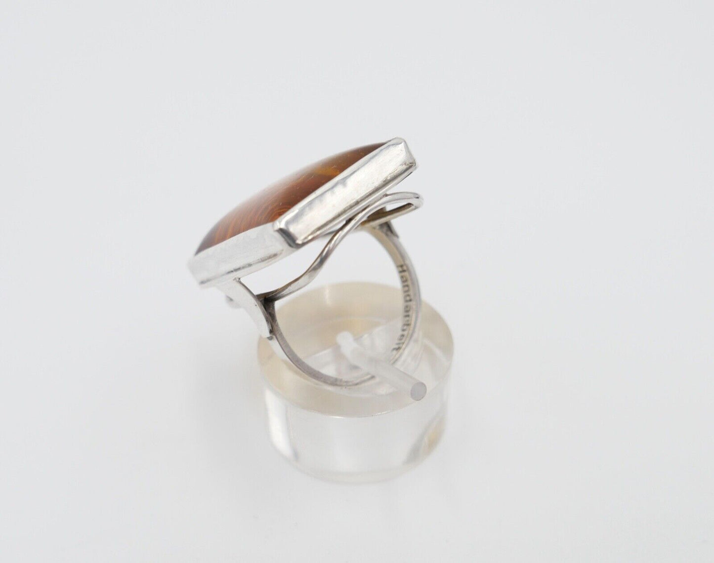 Bernstein Handarbeit Designer Ring Gr. 57 Silber 900 - Antikhandel-Stuttgart