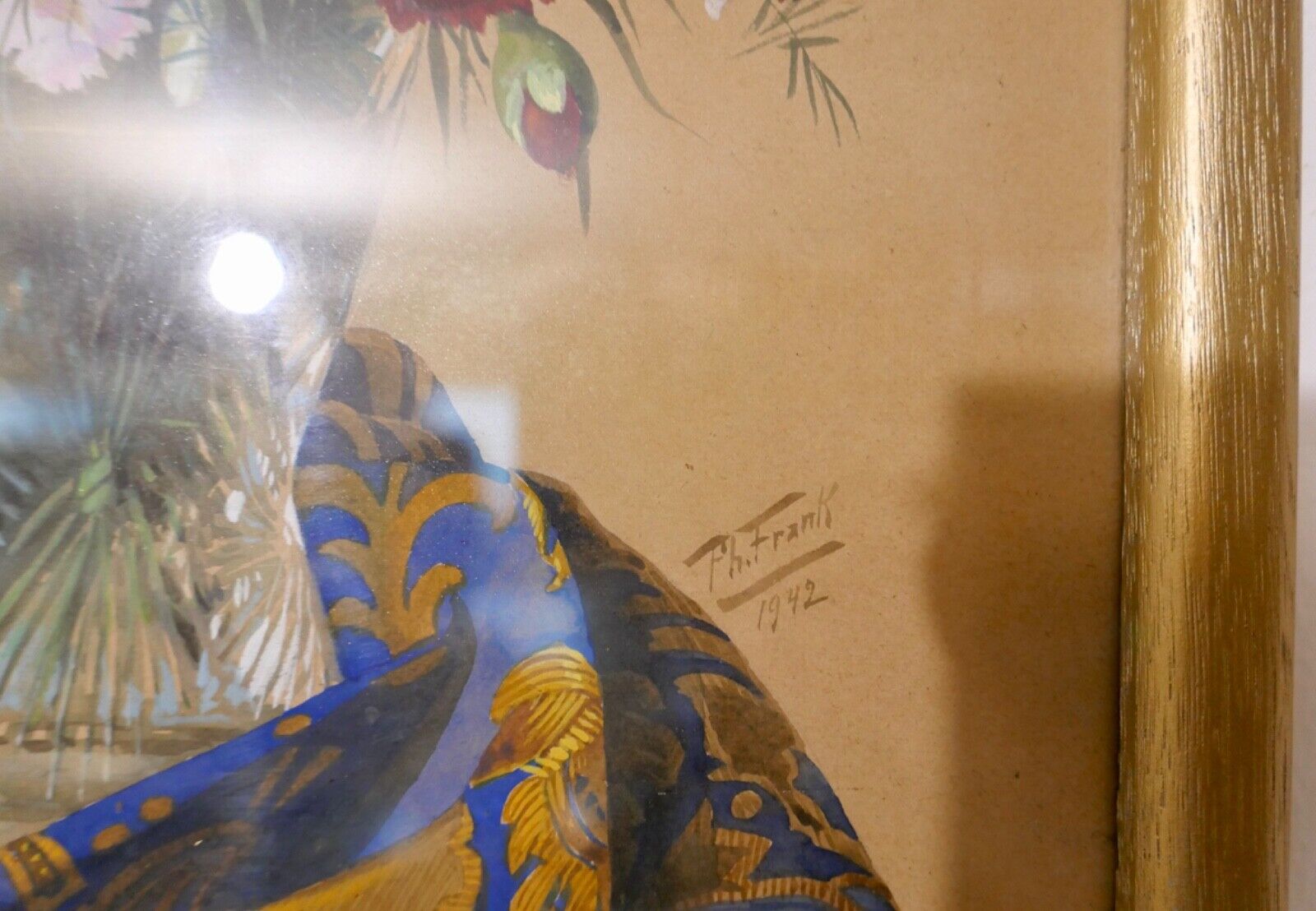 Gemälde Ph. Frank 1942 Stillleben BLUMEN Vase 37x33 cm LANDAU signiert - Antikhandel-Stuttgart