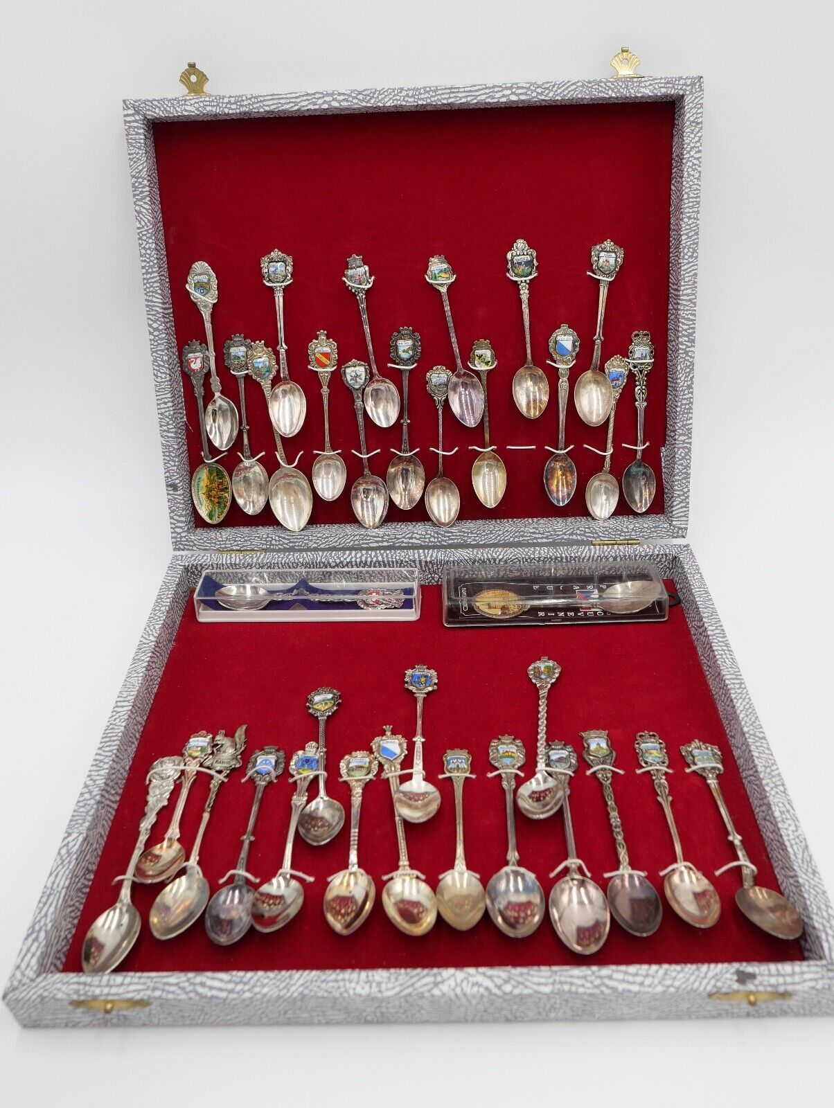 35x Sammellöffel Andenkenlöffel Souvenierlöffel versilbert Silber 800 80 90 100 - Antikhandel-Stuttgart