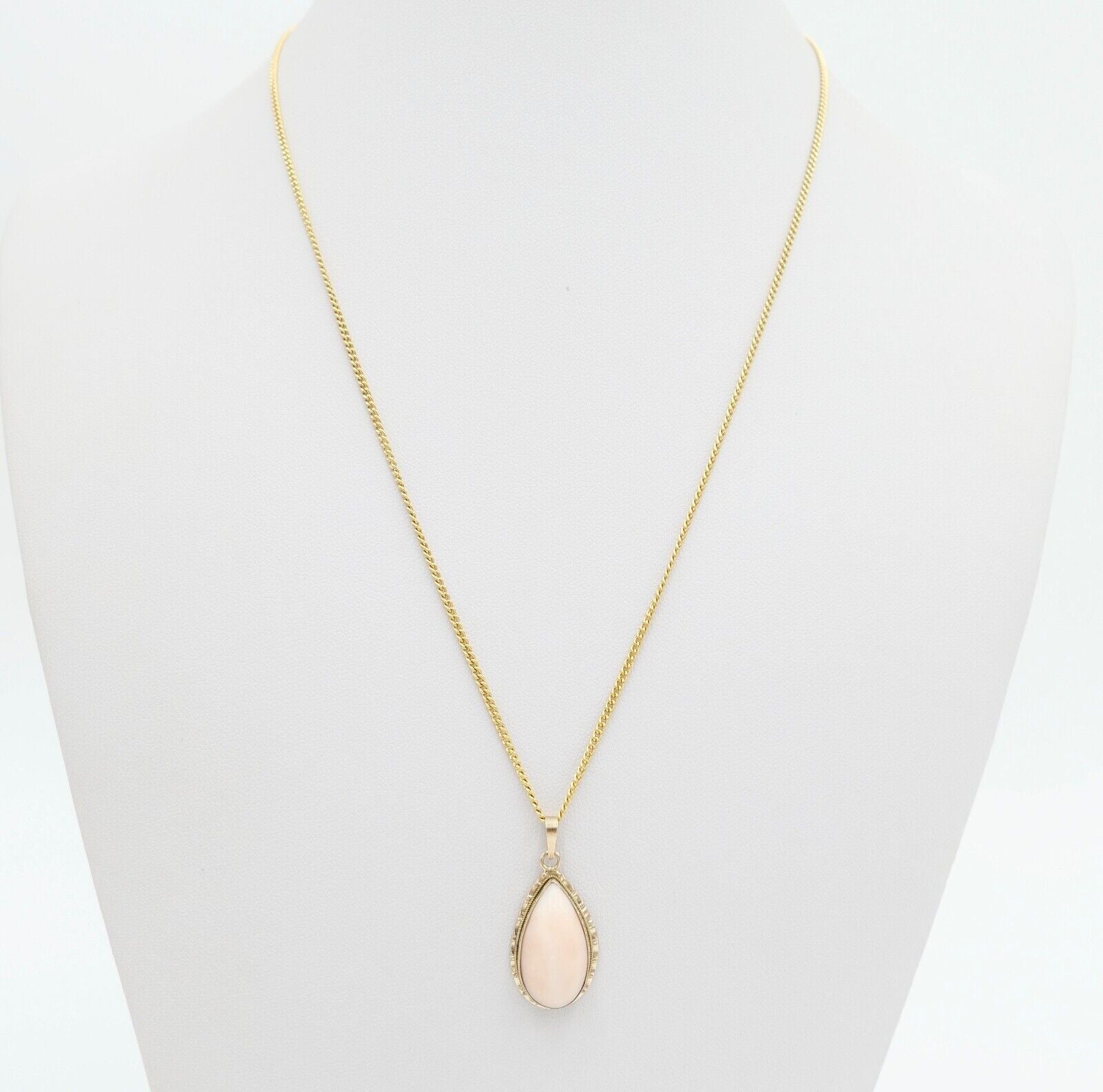 70er Jahre Anhänger Gold 750 / 18K Koralle Cabochon Schliff Engelhautkoralle - Antikhandel-Stuttgart