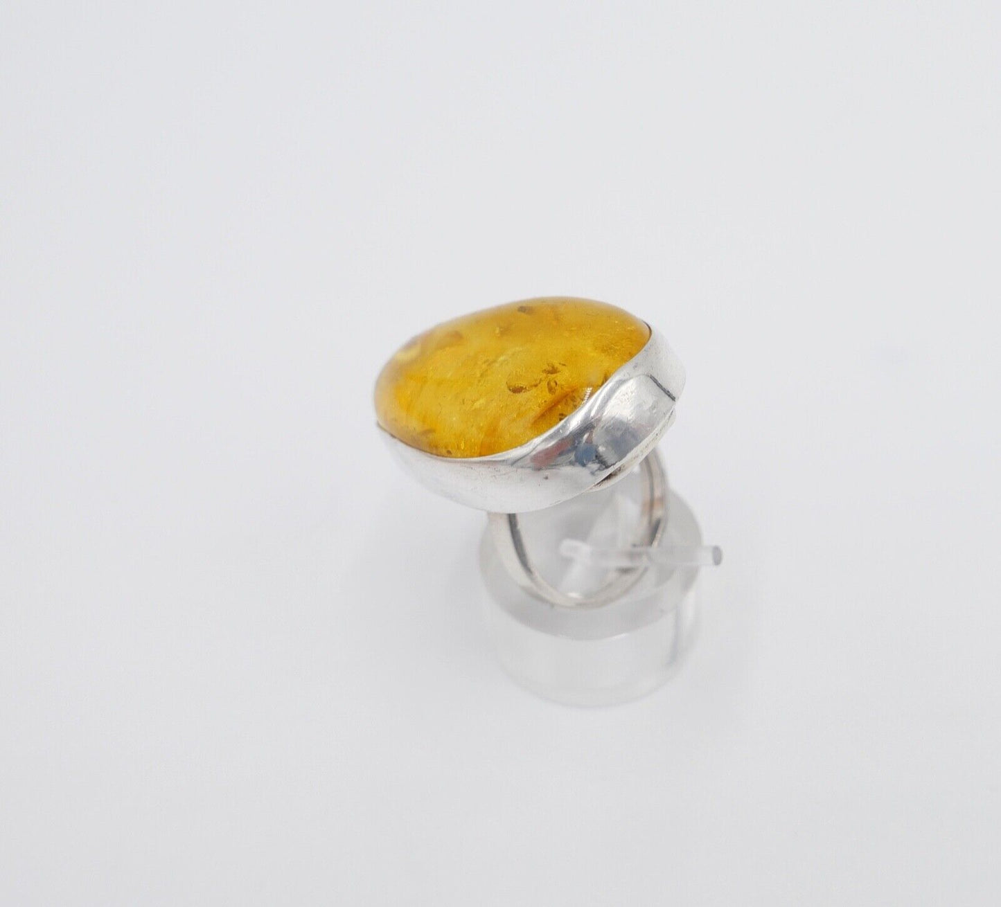 80er Jahre Designer Ring Bernstein Silber 925 Gr. 60 - Antikhandel-Stuttgart