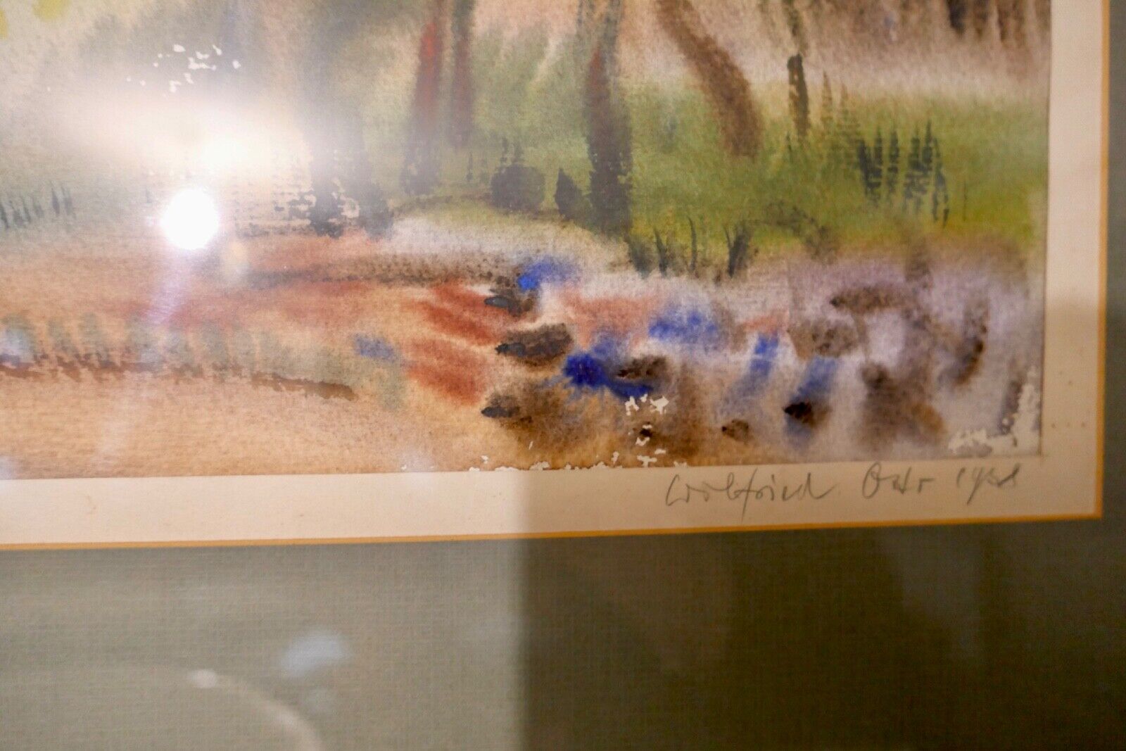 Aquarell sign " Wilfried Otto " 78x61cm um 1938 Pfälzer Maler Hütte Wald - Antikhandel-Stuttgart