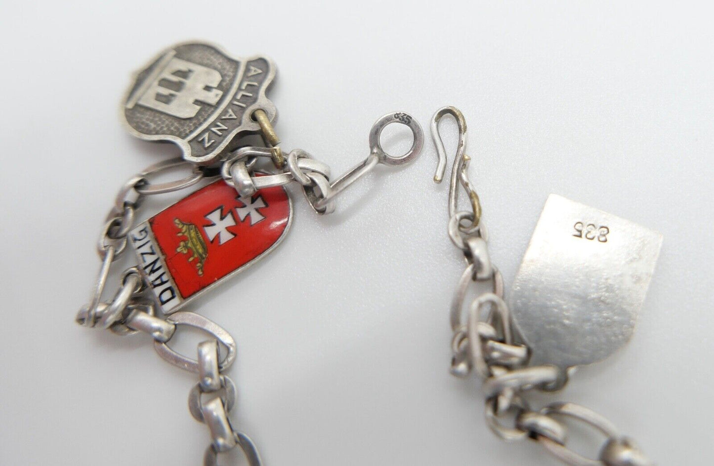 Bettelarmband mit Städte Wappen aus Emaille 800 Silber REU ANTIKO EHJ - Antikhandel-Stuttgart