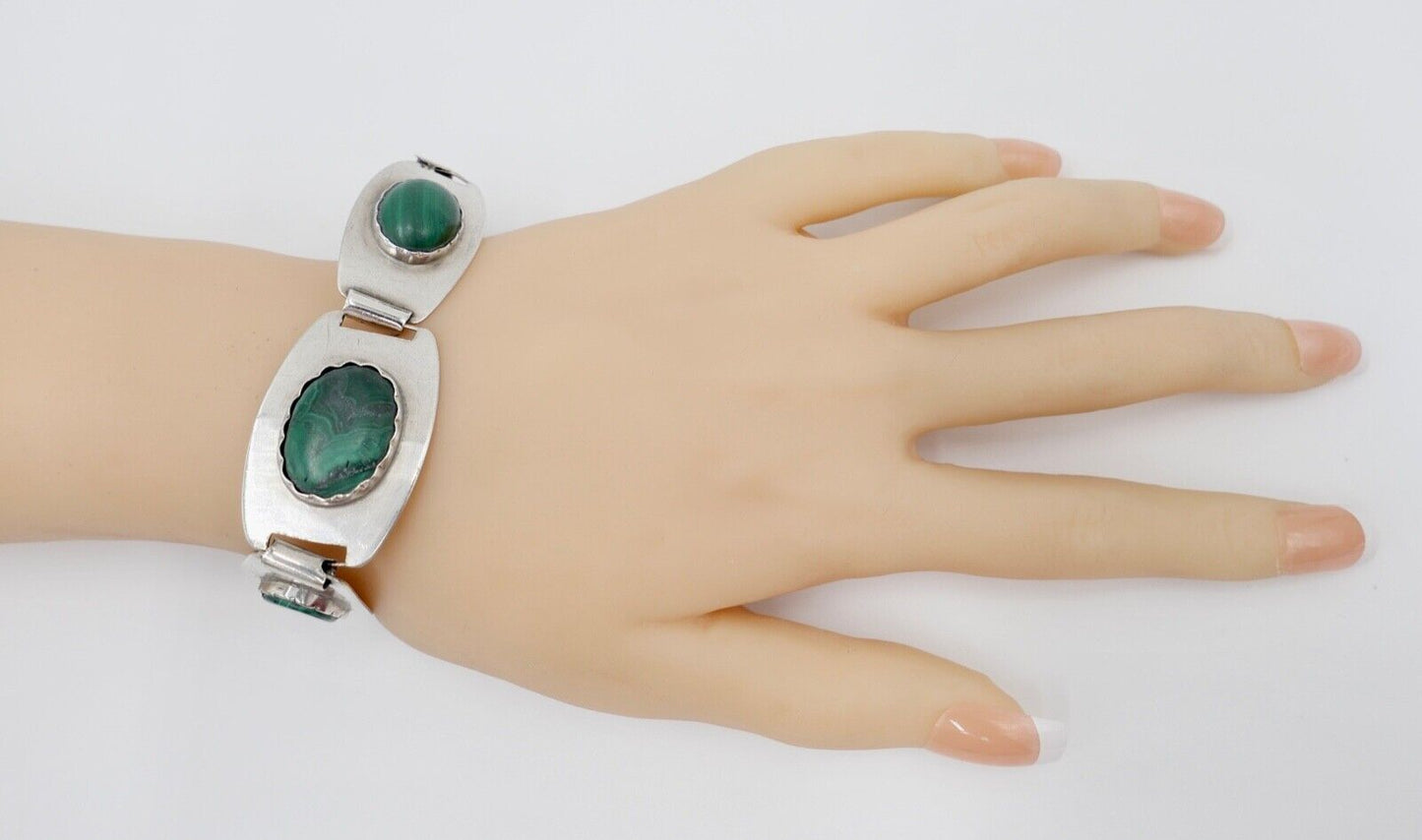 Malachit Armband Silber 800 Gliederarmband A. Eichapfel Weissenfels Weißenfels - Antikhandel-Stuttgart