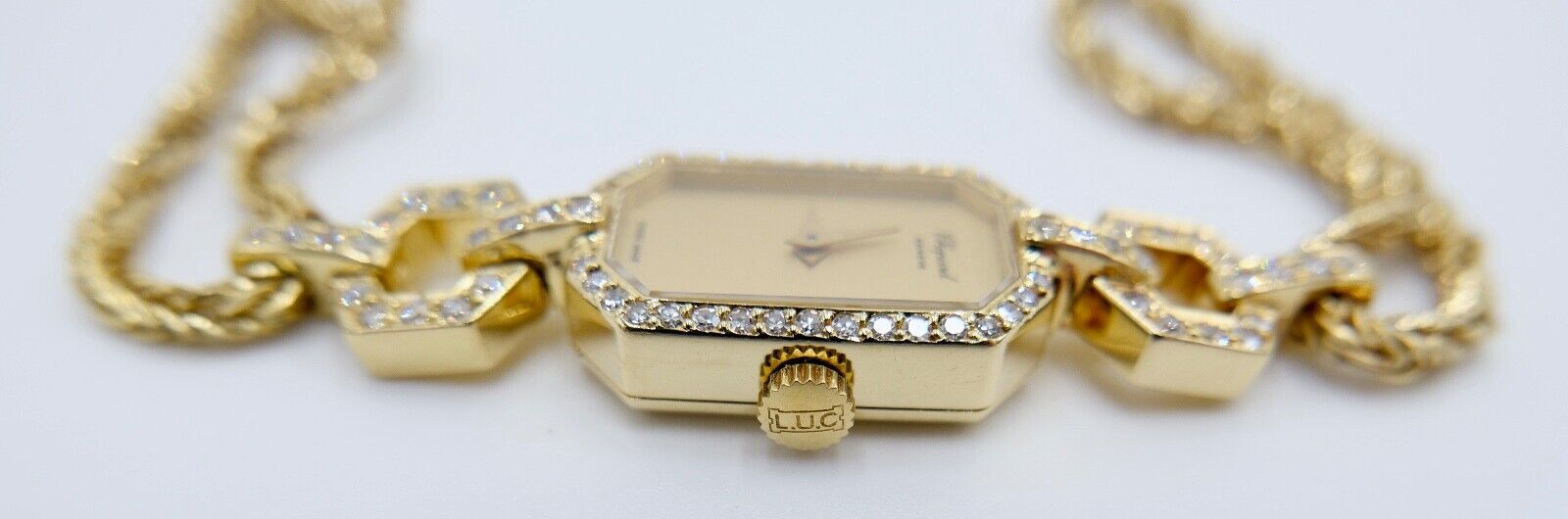 Chopard L.U.C. Damen 750 Gelbgold Armbanduhr 20x13mm 71 Brillanten 1,06 Ct G3736 - Antikhandel-Stuttgart