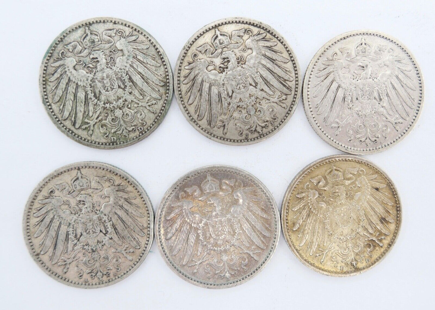 6x 1 Mark Kaiserreich 1900-1915 Jäger J.17 VZ-STG Vorzüglich - Stempelglanz - Antikhandel-Stuttgart