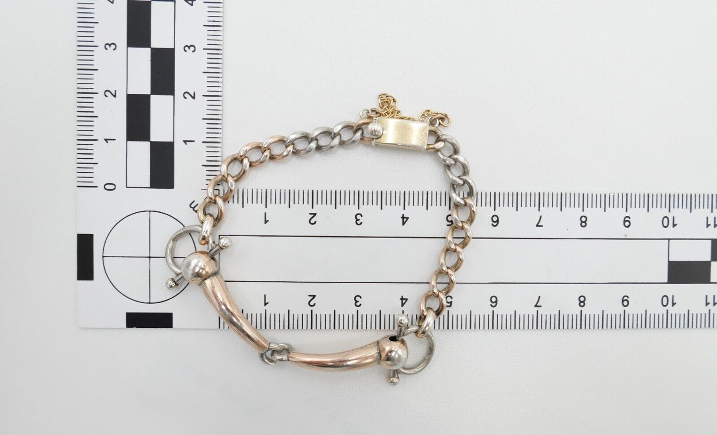 60er Jahre Pferdegebiss Armband 800 Silber vergoldet - Antikhandel-Stuttgart