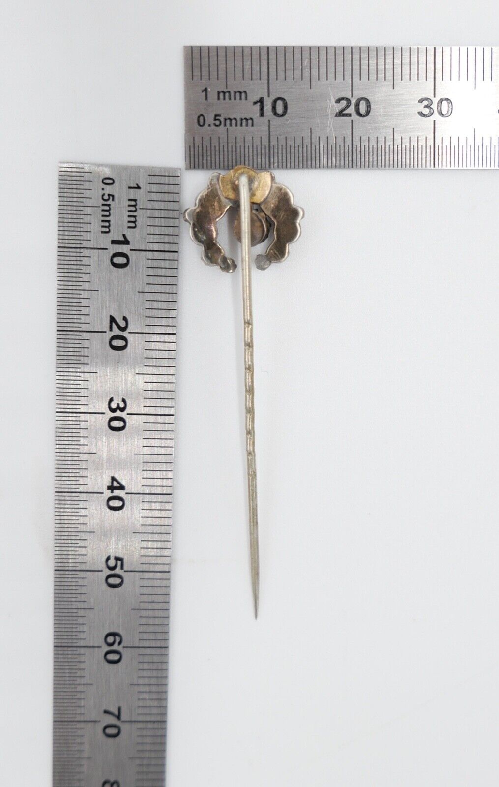 antike 19Jhd Granat Stabbrosche Brosche vergoldet brooch ø14mm gold plated Nadel - Antikhandel-Stuttgart