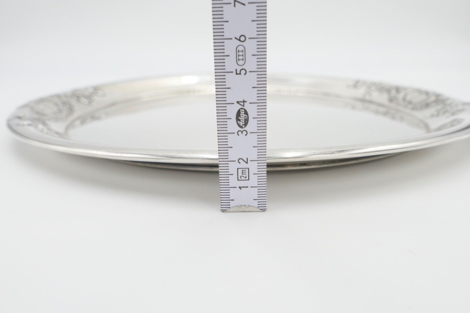 LAZARUS POSEN 800 Silber um 1900 Jugendstil Tablett Servierplatte Ø32cm Monogram - Antikhandel-Stuttgart