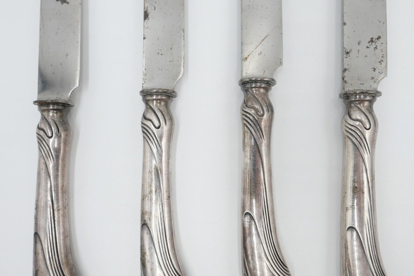 4x ALTE CHRISTOFLE PARIS VERSILBERT MESSER / BESTECK Silberauflage 20-30er Jahre - Antikhandel-Stuttgart