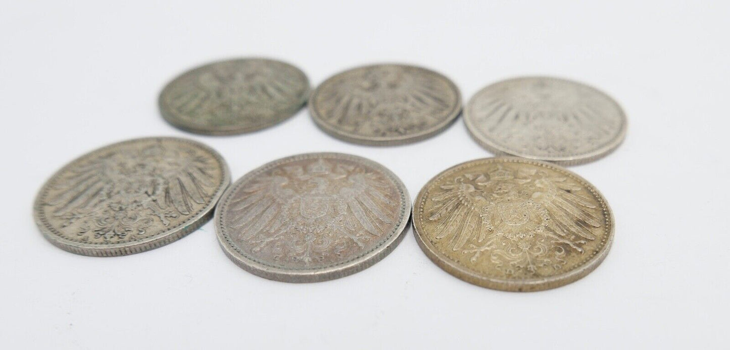 6x 1 Mark Kaiserreich 1900-1915 Jäger J.17 VZ-STG Vorzüglich - Stempelglanz - Antikhandel-Stuttgart