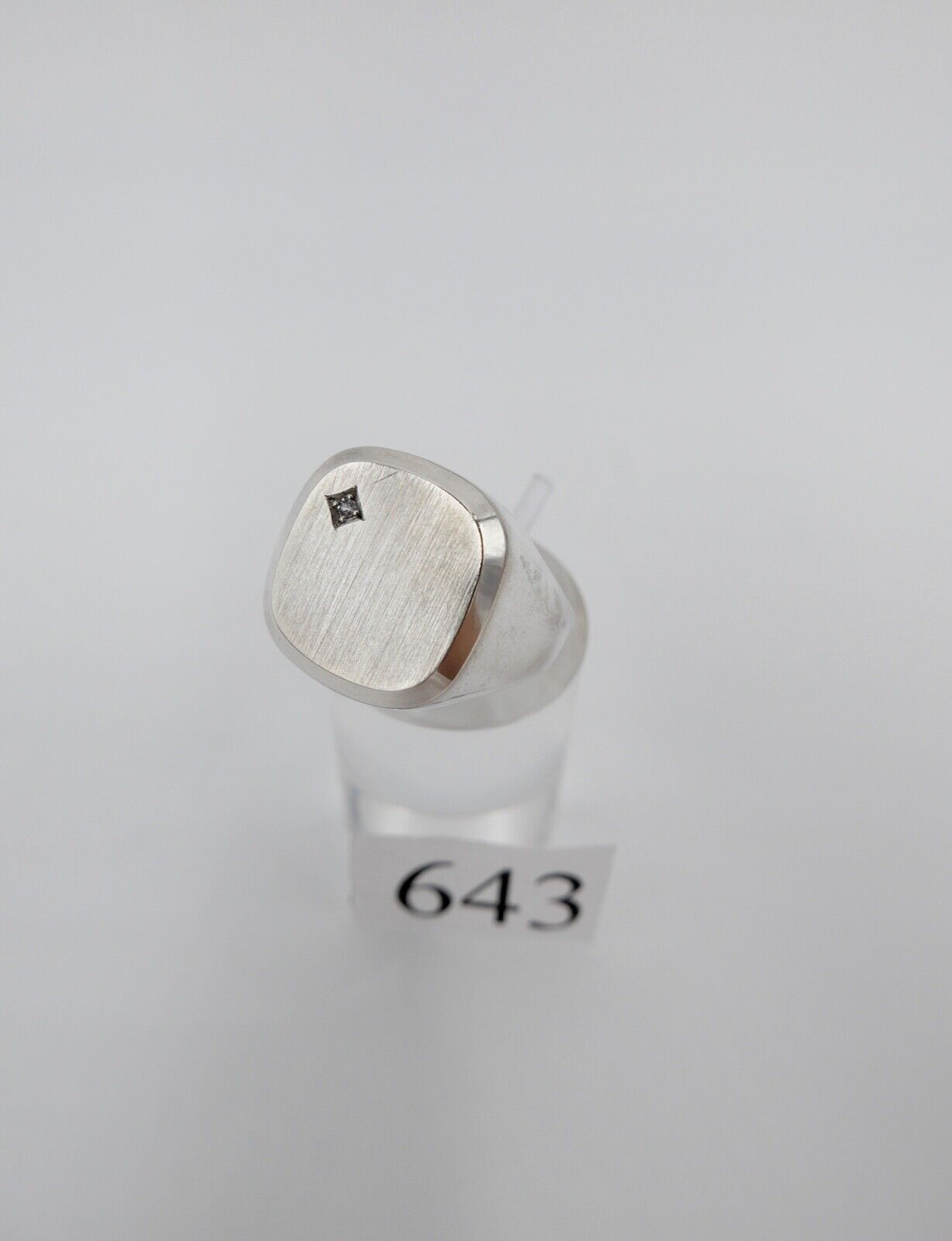 Alter Siegelring Herrenring mit Zirkonia 835 S Silber Größe 64 ohne Siegelgravur - Antikhandel-Stuttgart