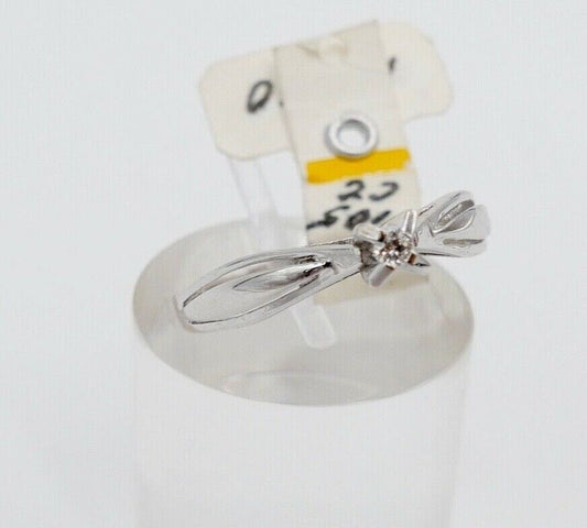 - NEU - 90er Solitär Ring Weißgold Gold 585 14K Brillant 0,05 Ct Gr. 58 - Antikhandel-Stuttgart