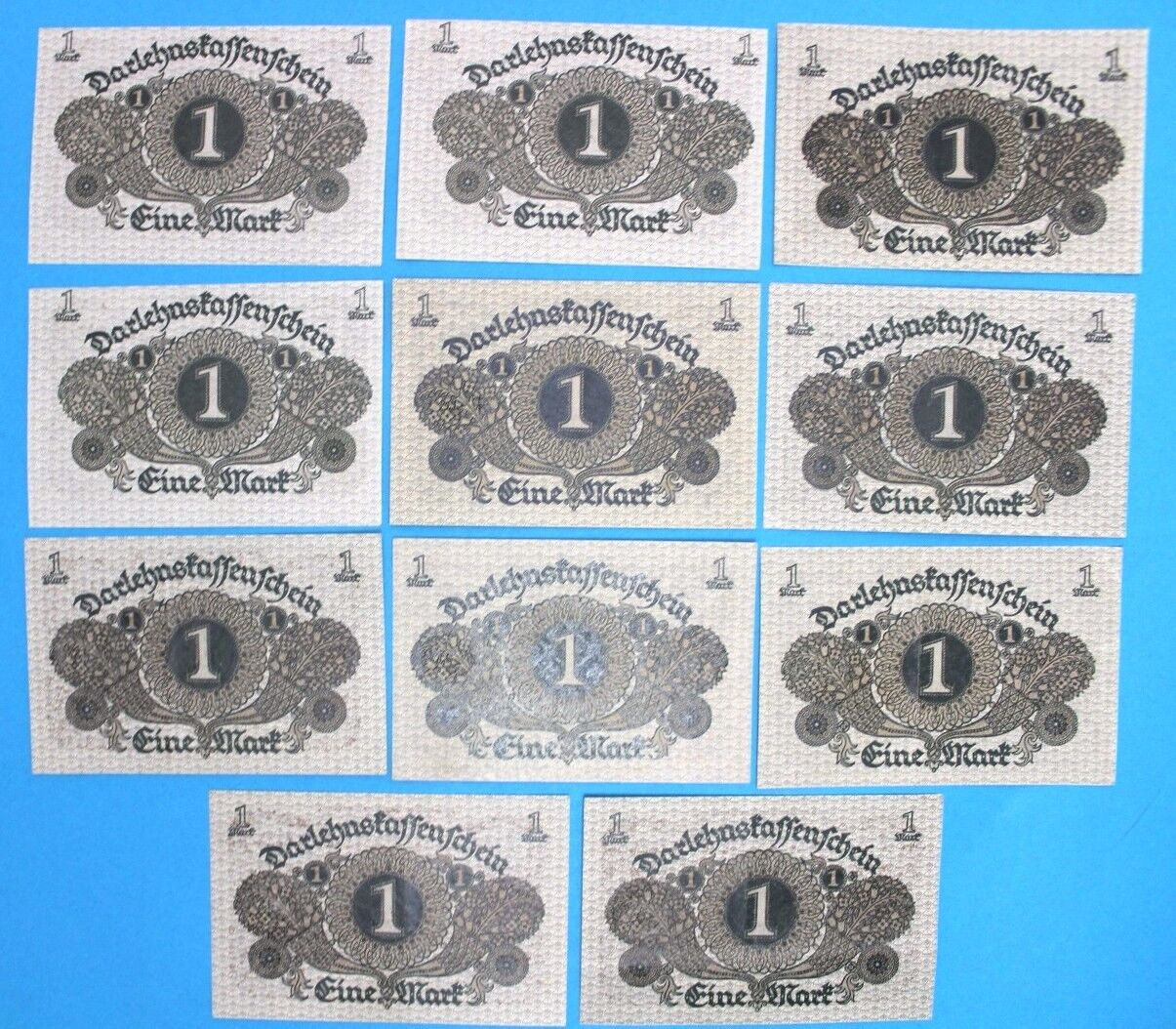 11x Ro. 64 Banknote 1 Mark 1920 Darlehnskassenschein TOP old Bill KSF UNC VortNr - Antikhandel-Stuttgart