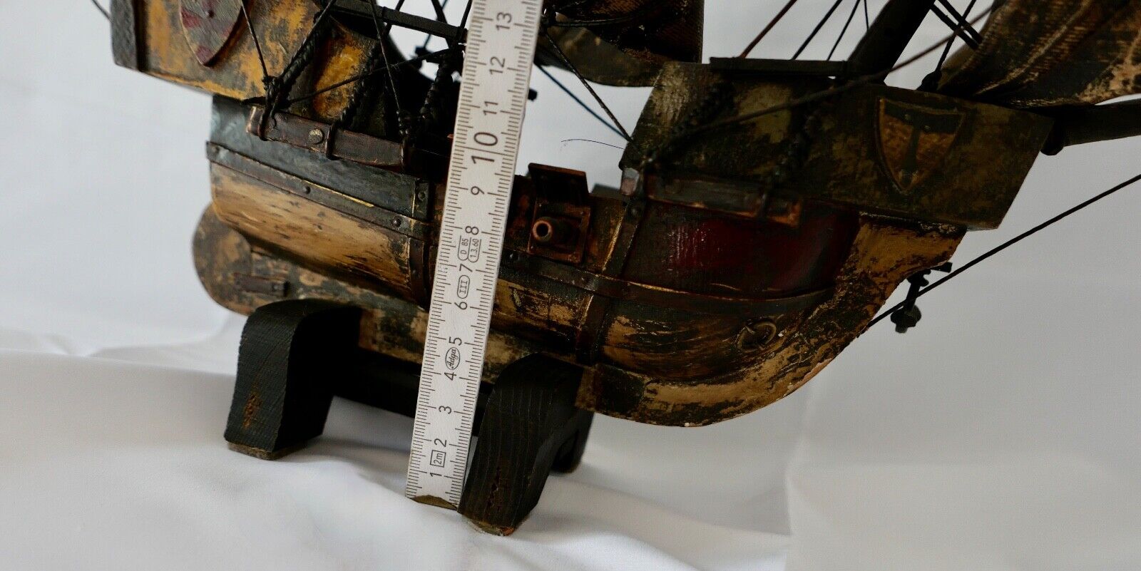 altes Holz Segelschiff Schiffsmodell " Santa Maria " Christoph Columbus 41x43 cm - Antikhandel-Stuttgart